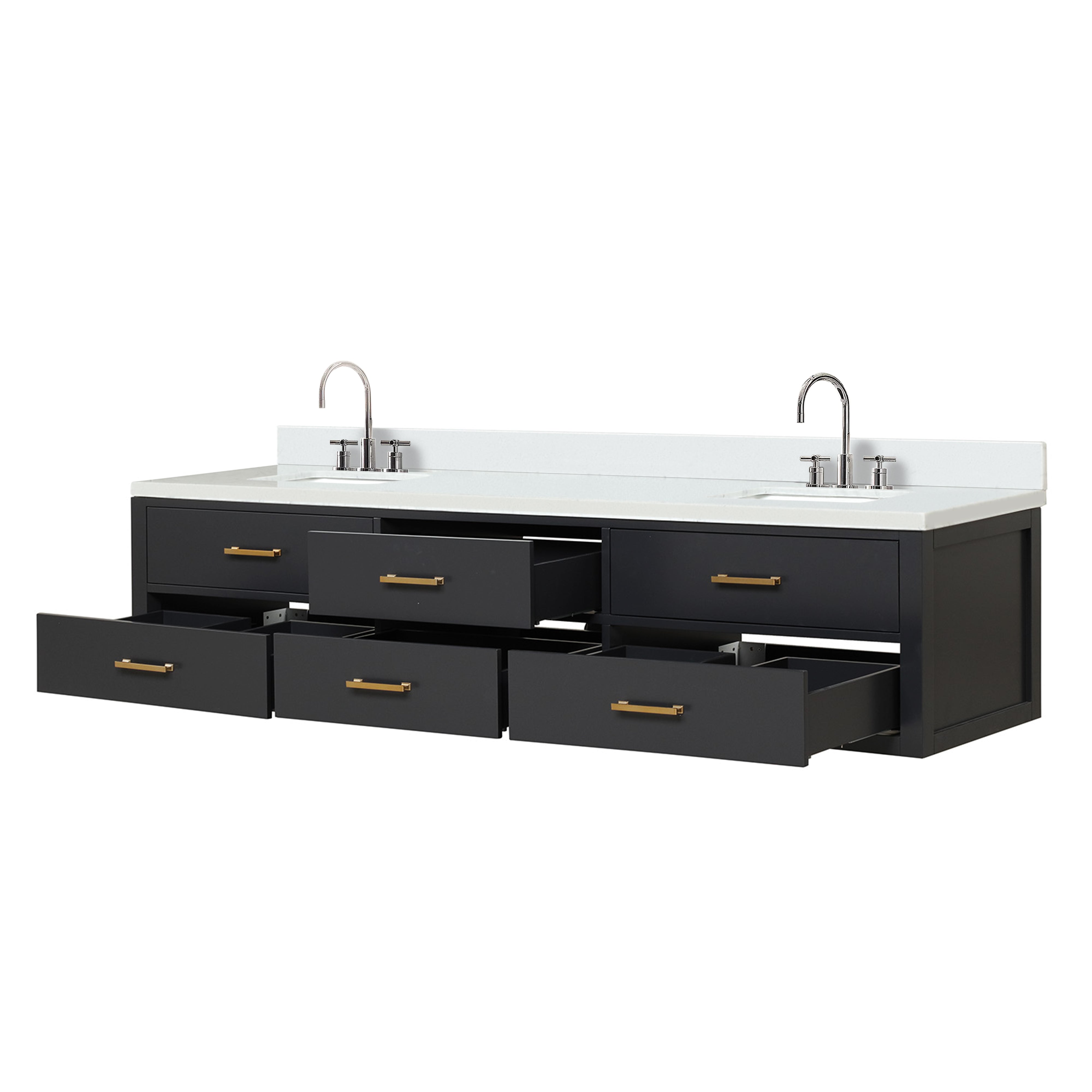 Castor 84 in W x 22 in D Black Double Bath Vanity