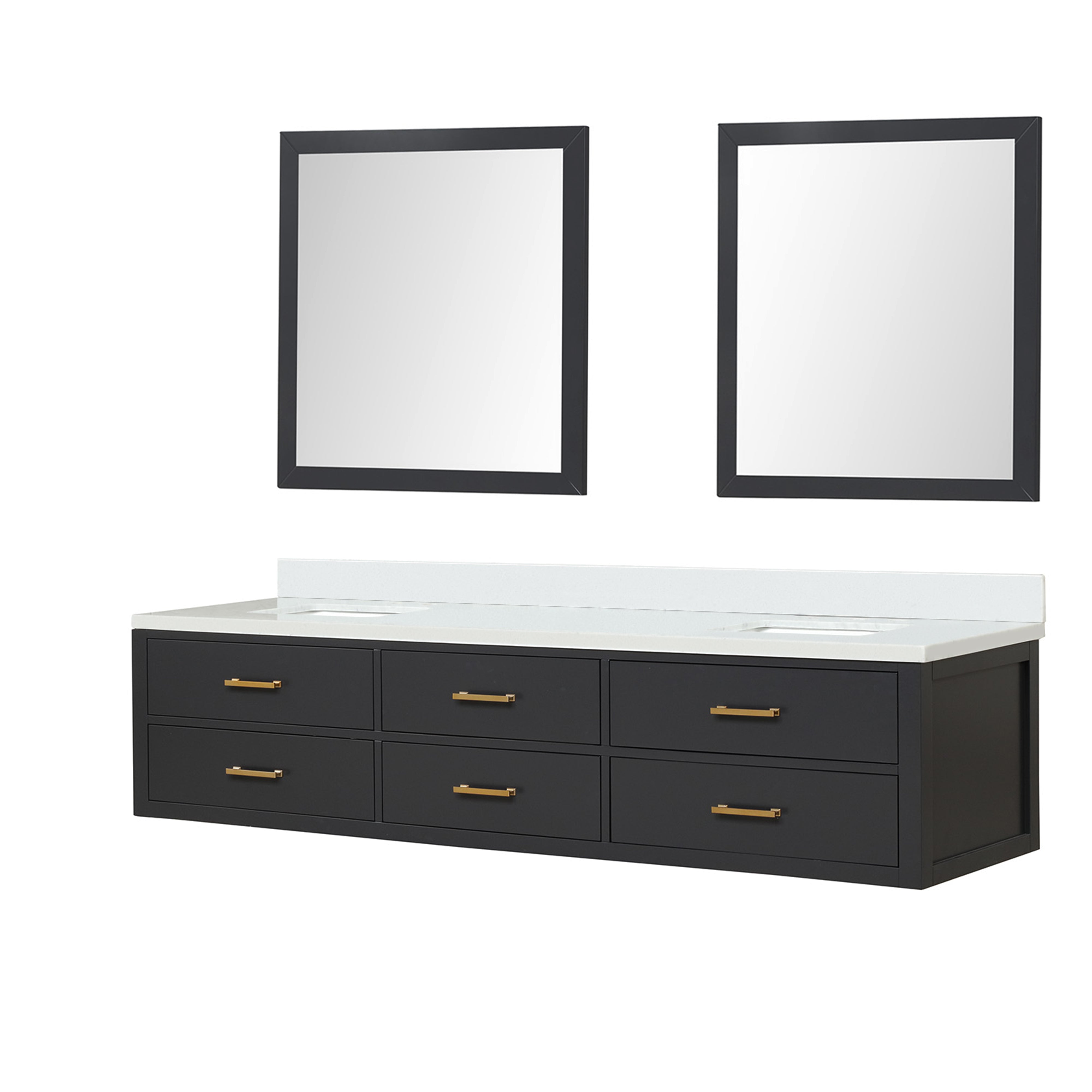 Castor 84 in W x 22 in D Black Double Bath Vanity