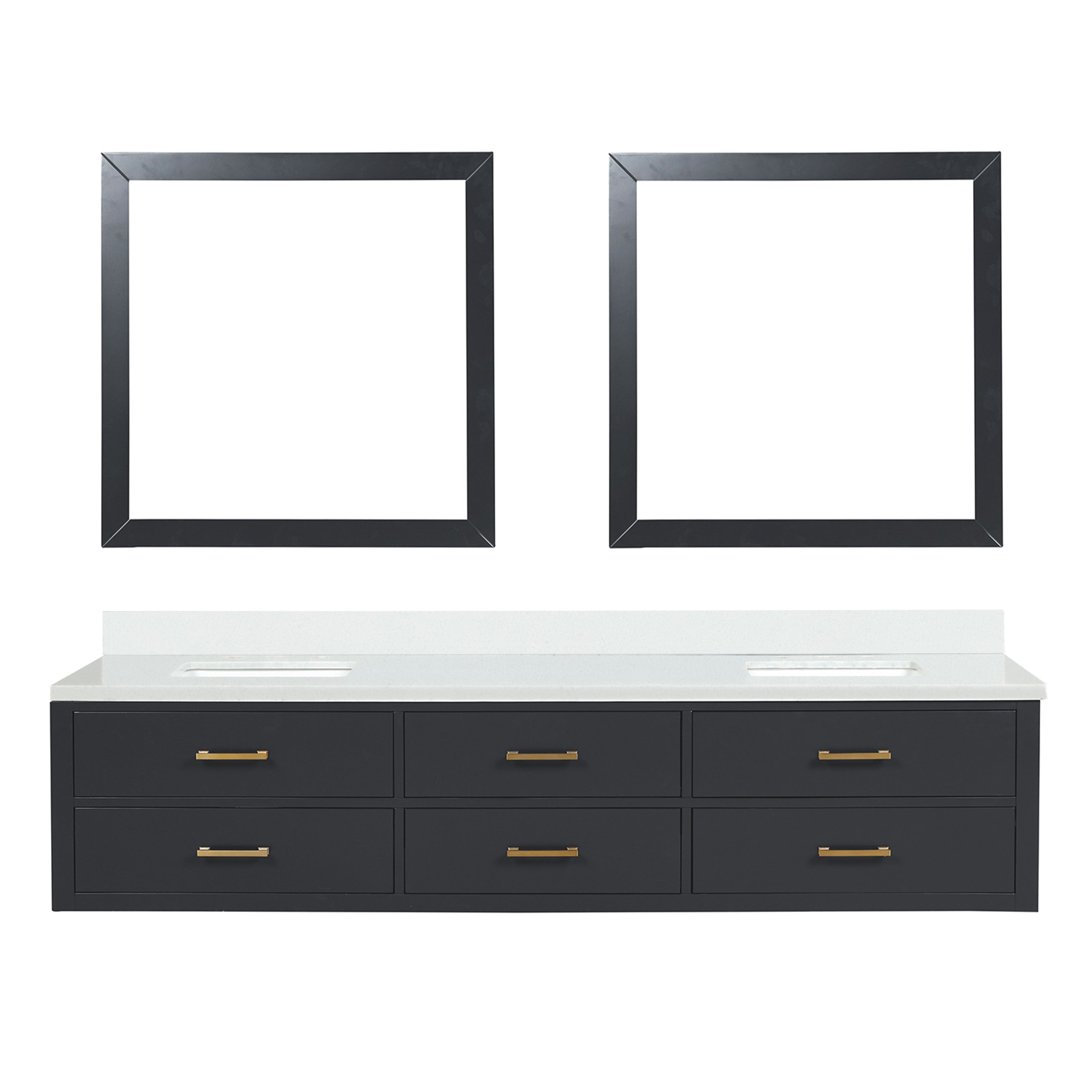 Castor 84 in W x 22 in D Black Double Bath Vanity