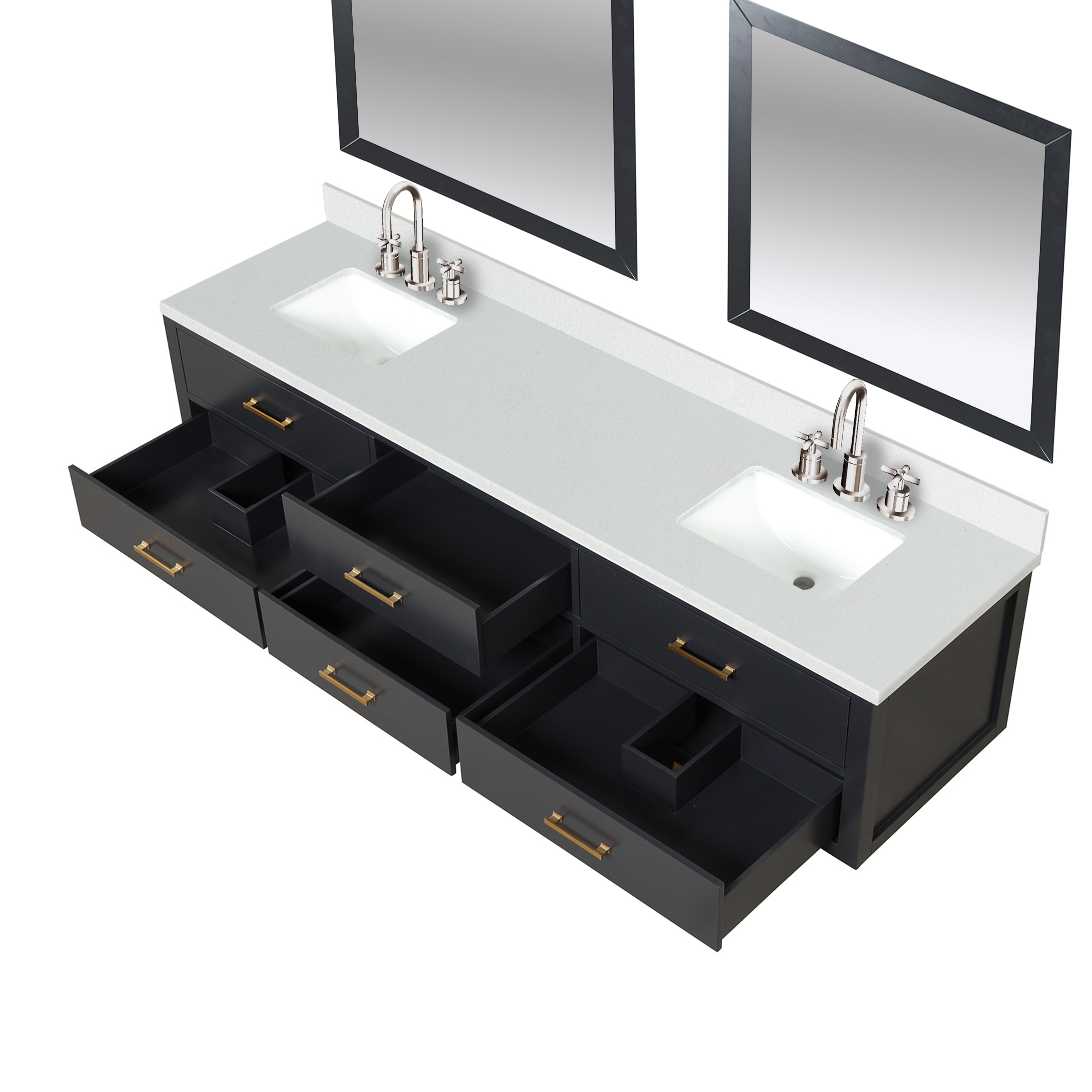 Castor 84 in W x 22 in D Black Double Bath Vanity