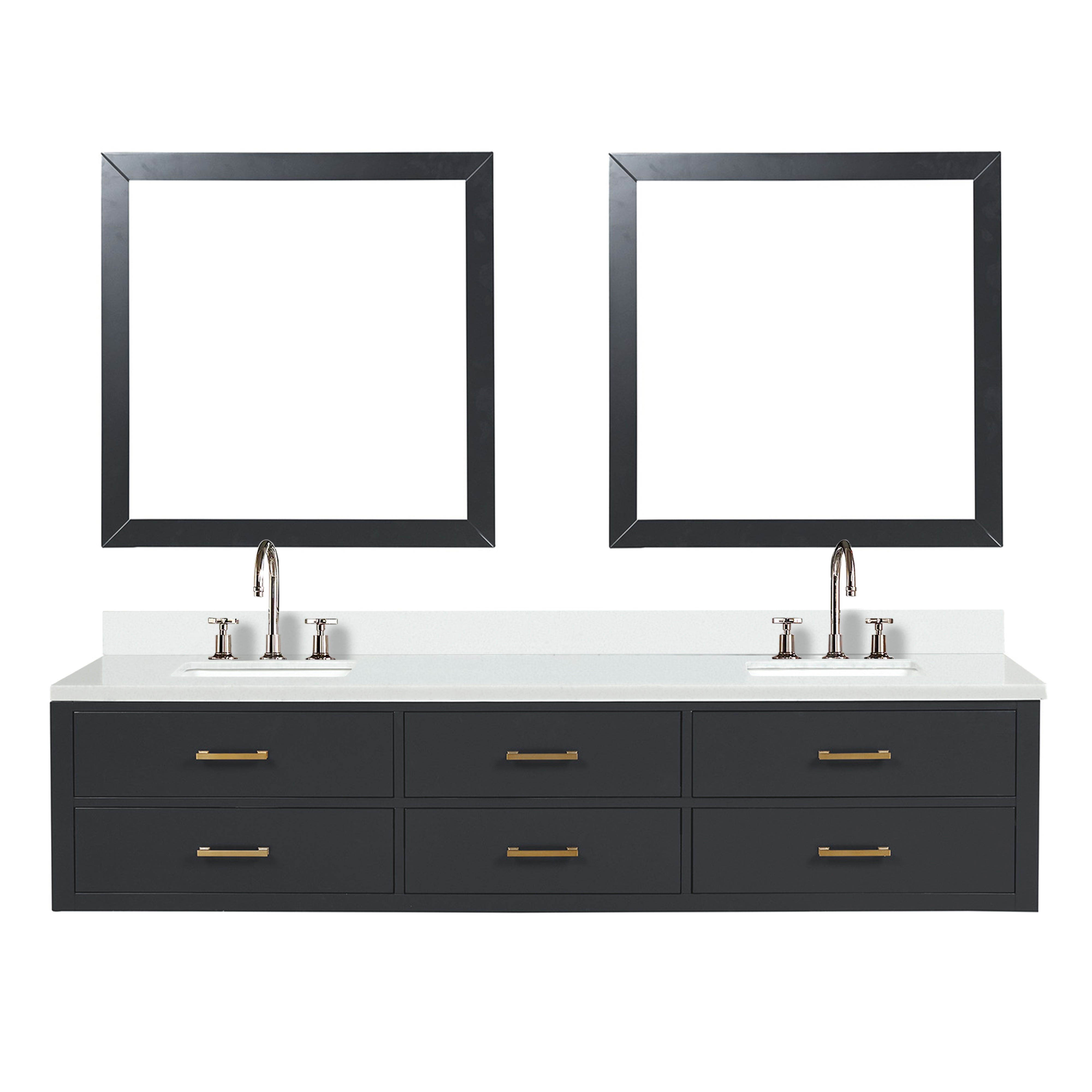 Castor 84 in W x 22 in D Black Double Bath Vanity