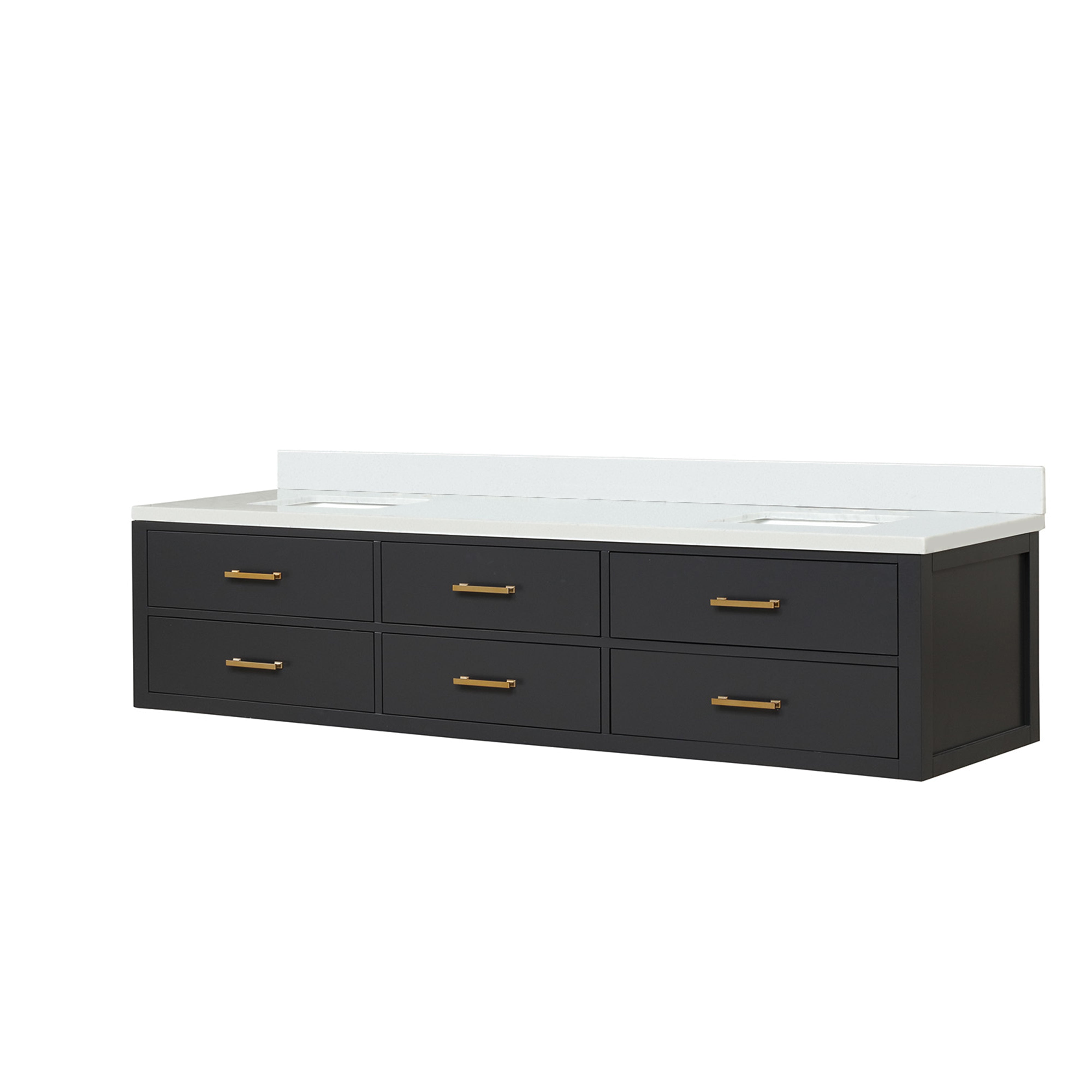 Castor 84 in W x 22 in D Black Double Bath Vanity