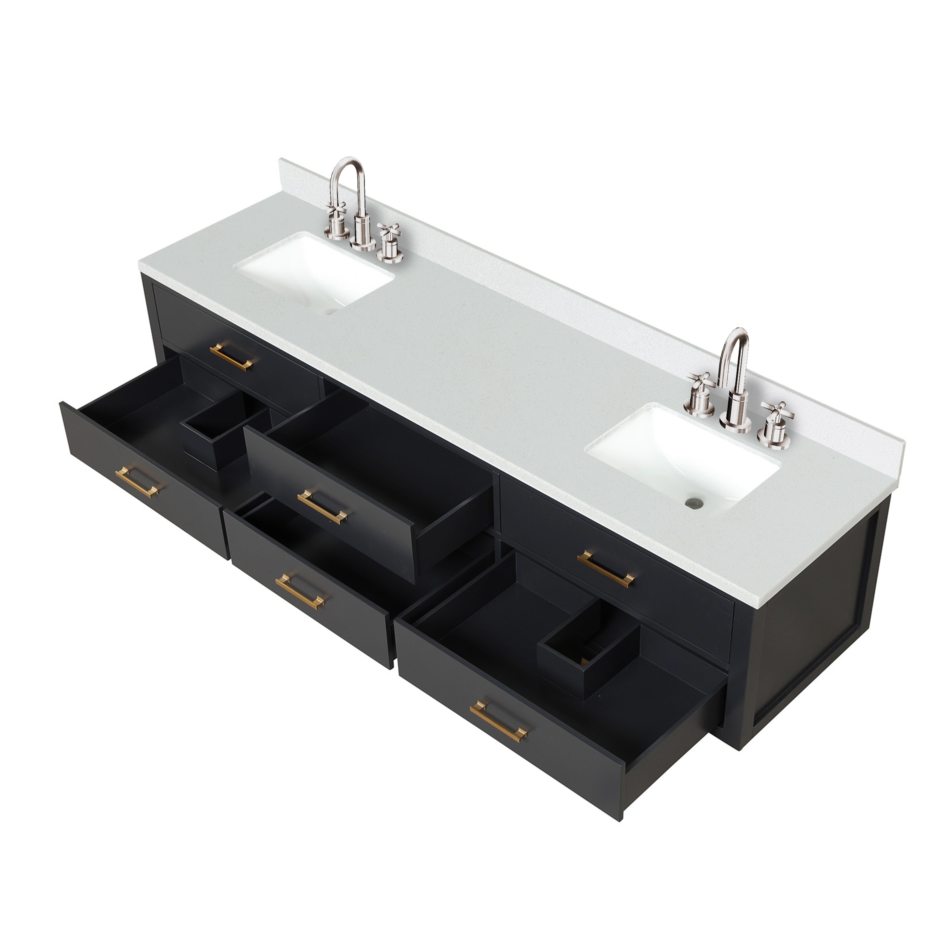 Castor 84 in W x 22 in D Black Double Bath Vanity