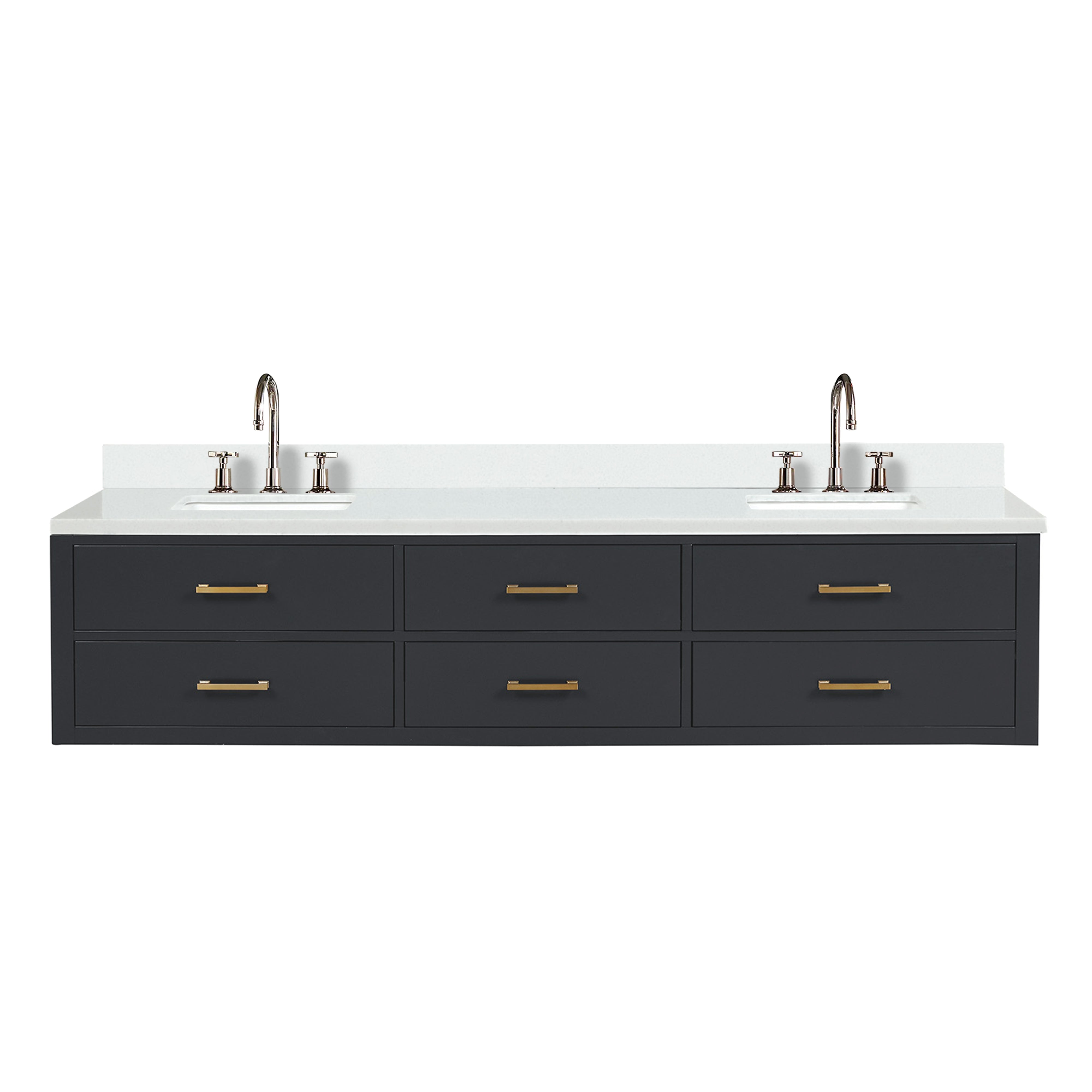 Castor 84 in W x 22 in D Black Double Bath Vanity