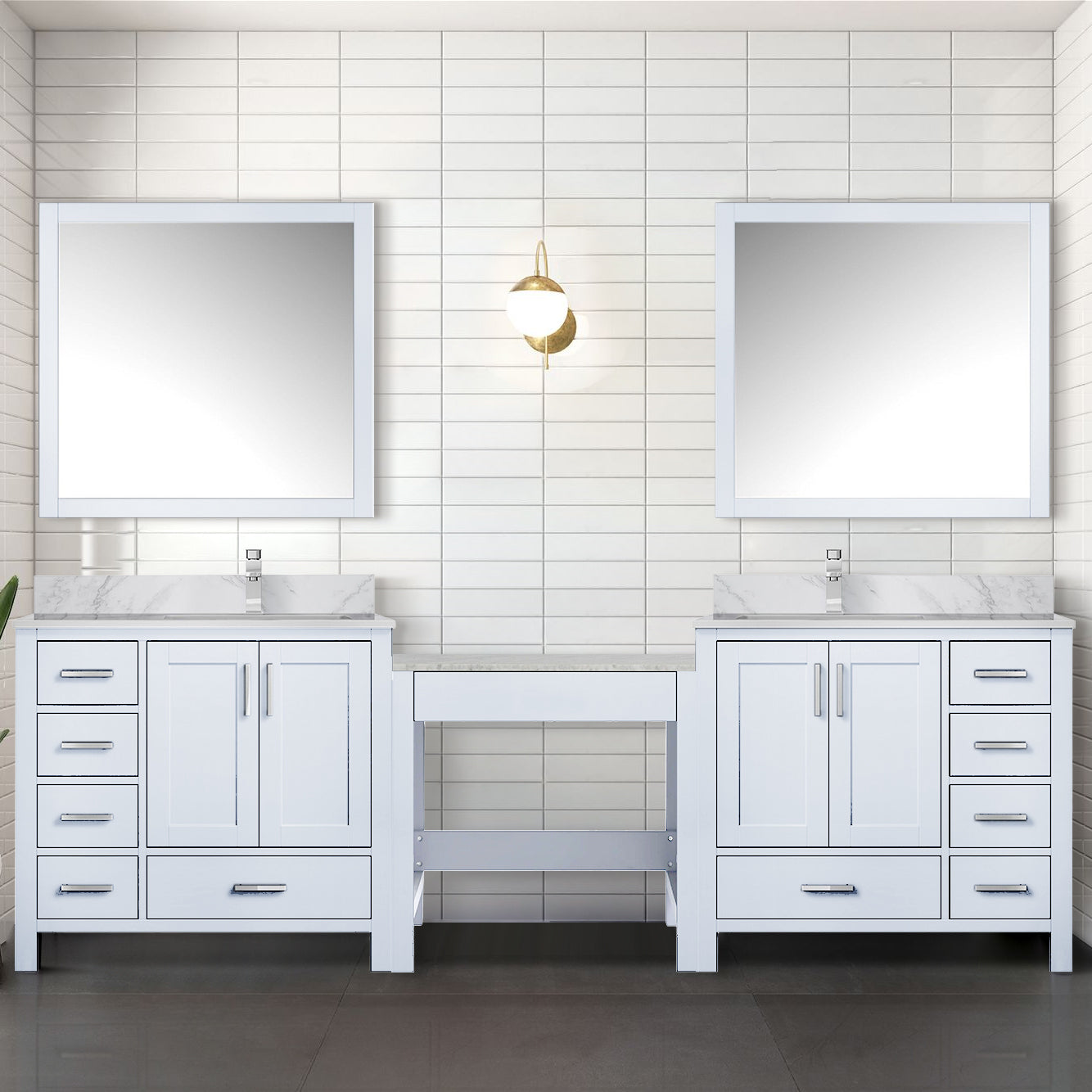 Coraline 102 in W x 22 in D White Double Bath Vanity
