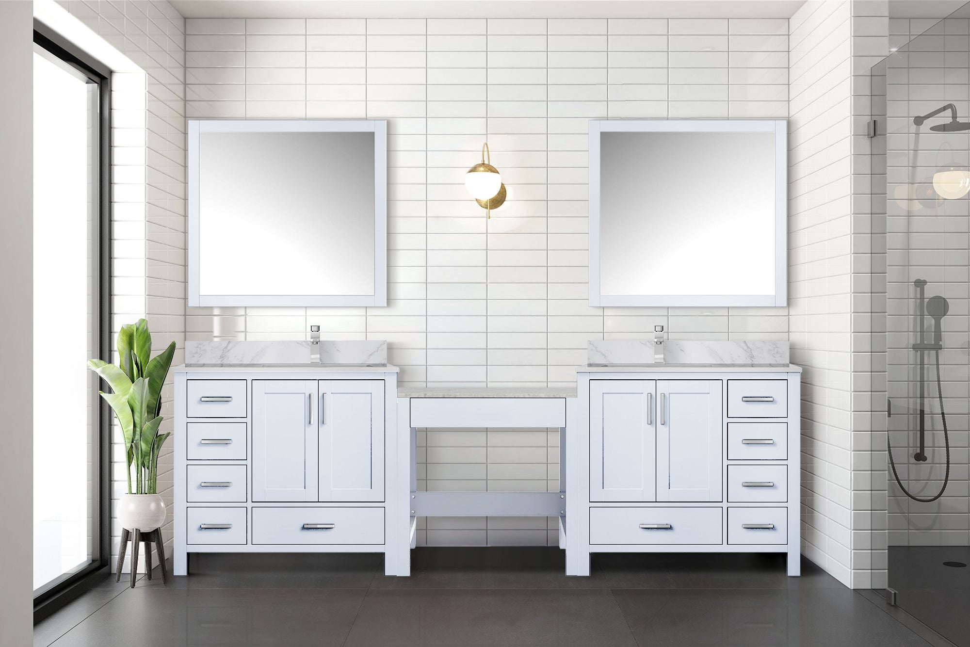 Coraline 102 in W x 22 in D White Double Bath Vanity