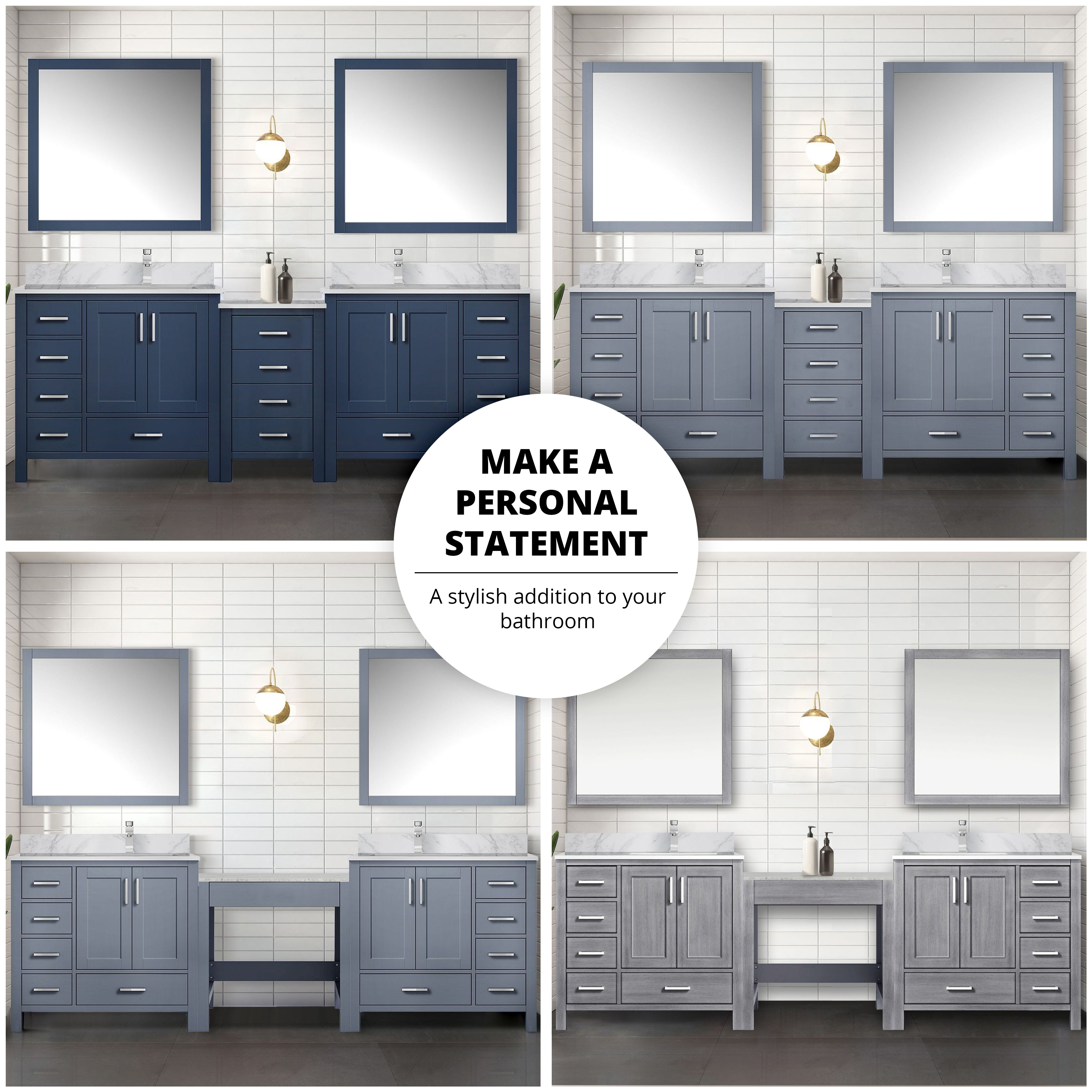 Coraline 102 in W x 22 in D Navy Blue Double Bath Vanity