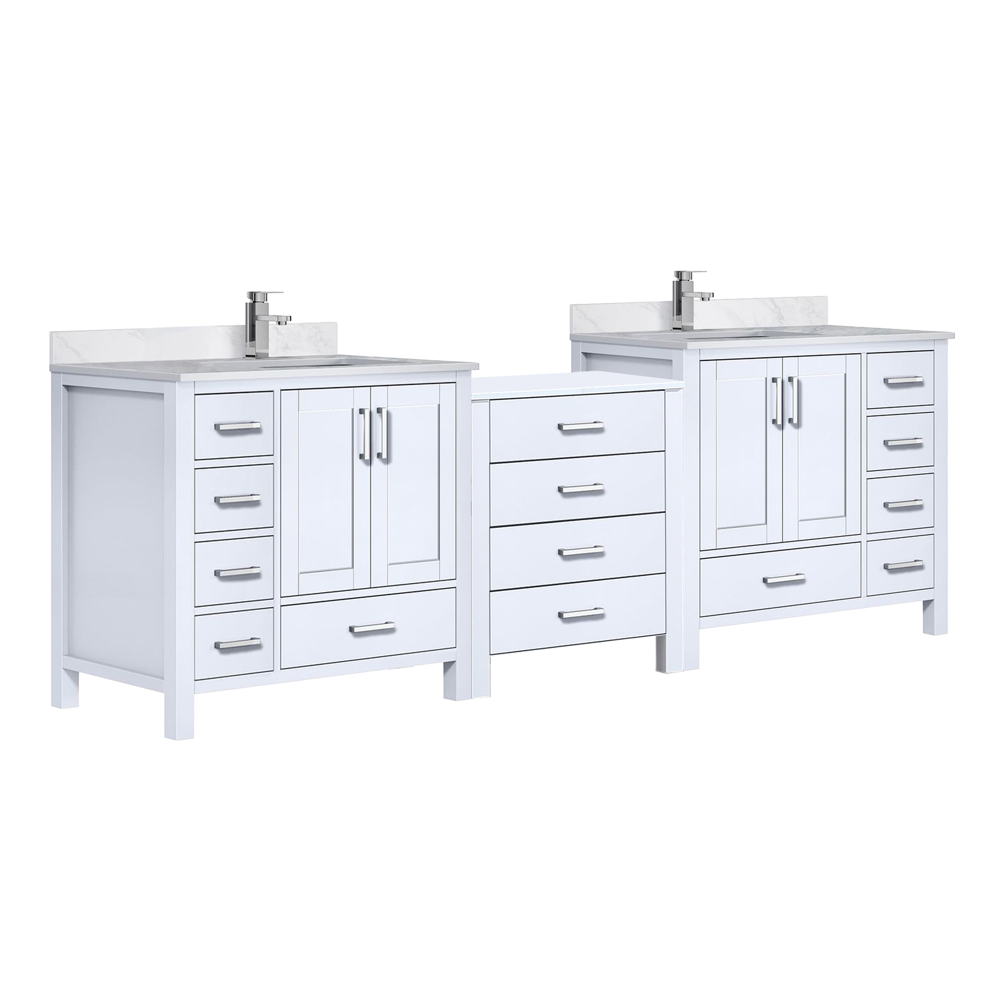 Coraline 92 in W x 22 in D White Double Bath Vanity