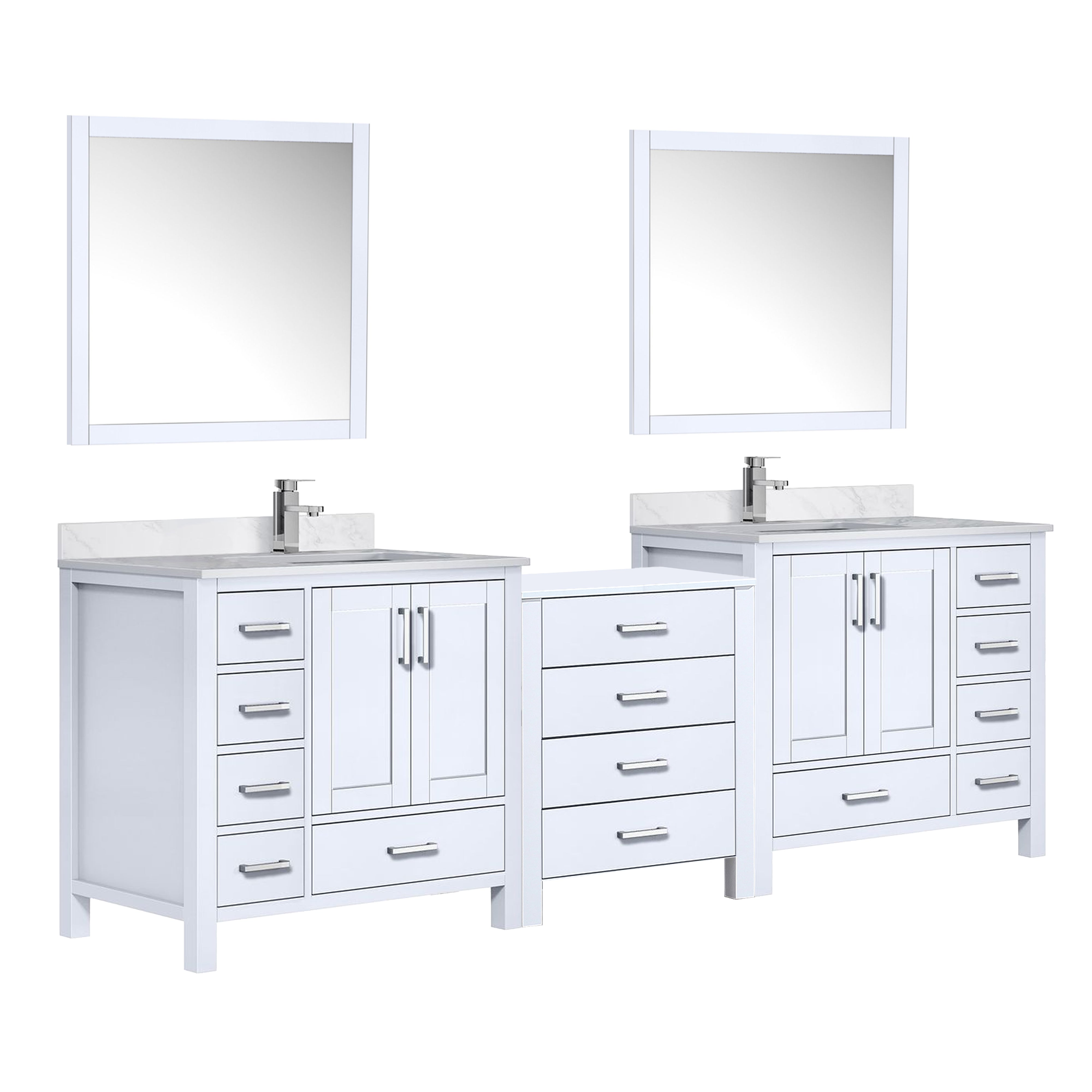 Coraline 92 in W x 22 in D White Double Bath Vanity