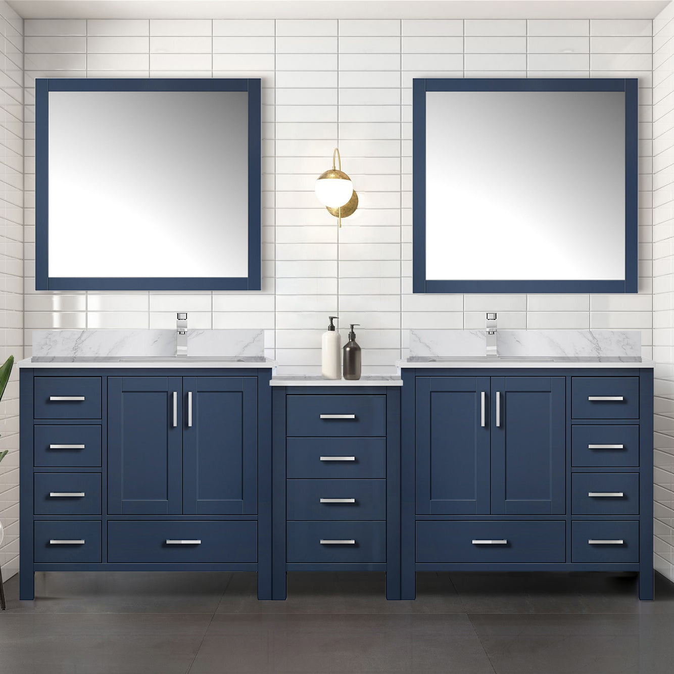 Coraline 92 in W x 22 in D Navy Blue Double Bath Vanity