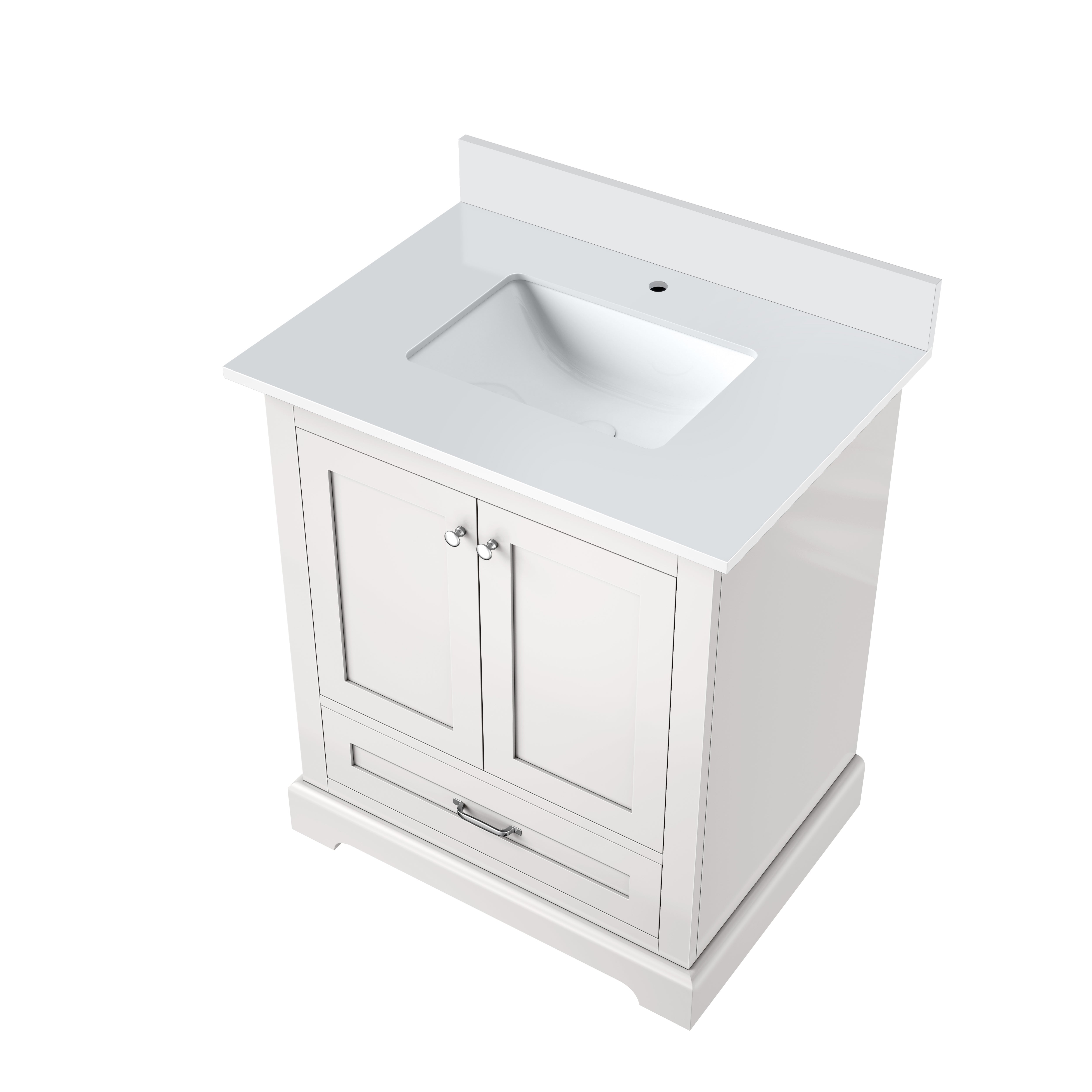 Dukes 30 in. W x 22 in. D White Single Bath Vanity and Cultured Marble Top