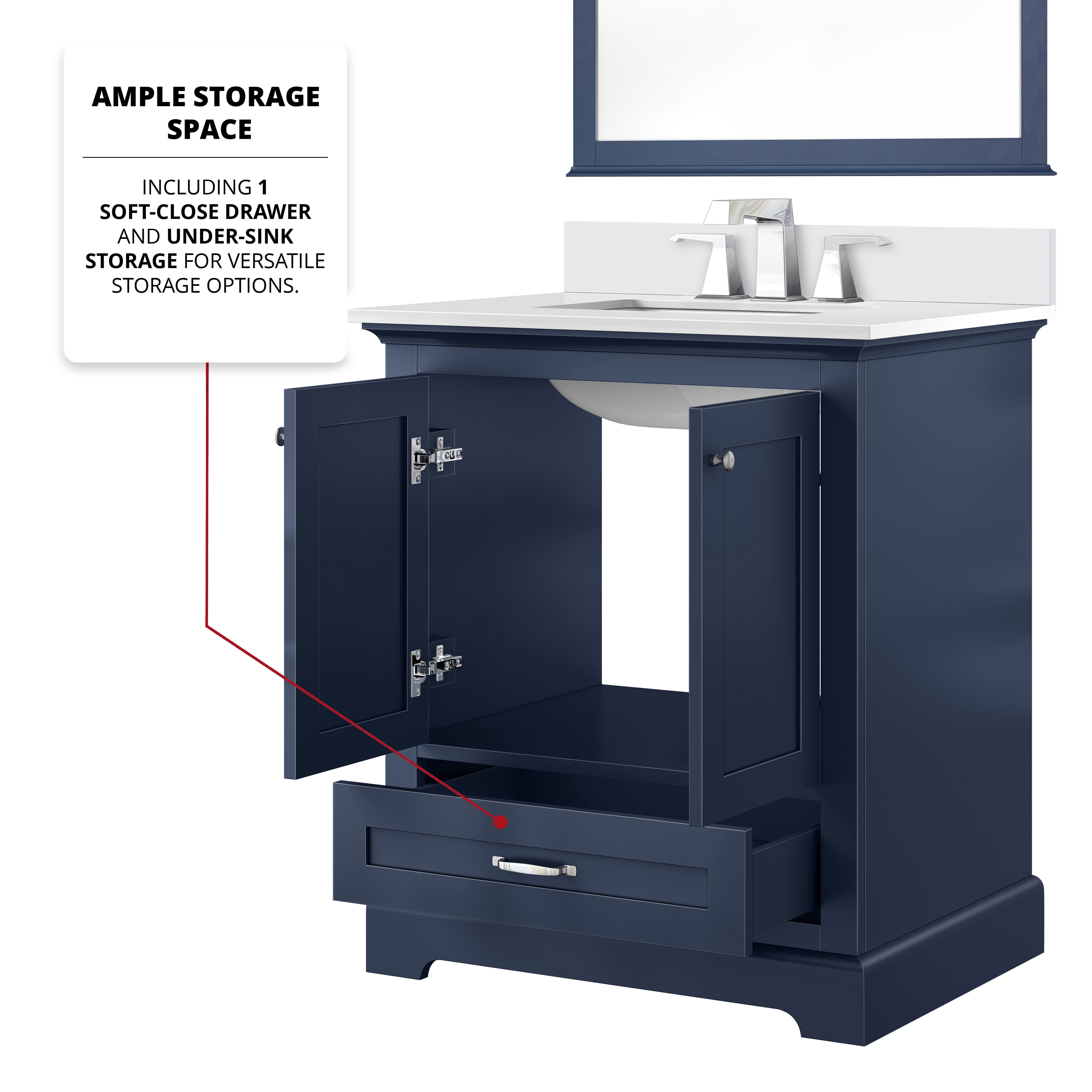 Dukes 30 in. W x 22 in. D Navy Blue Single Bath Vanity and Cultured Marble Top
