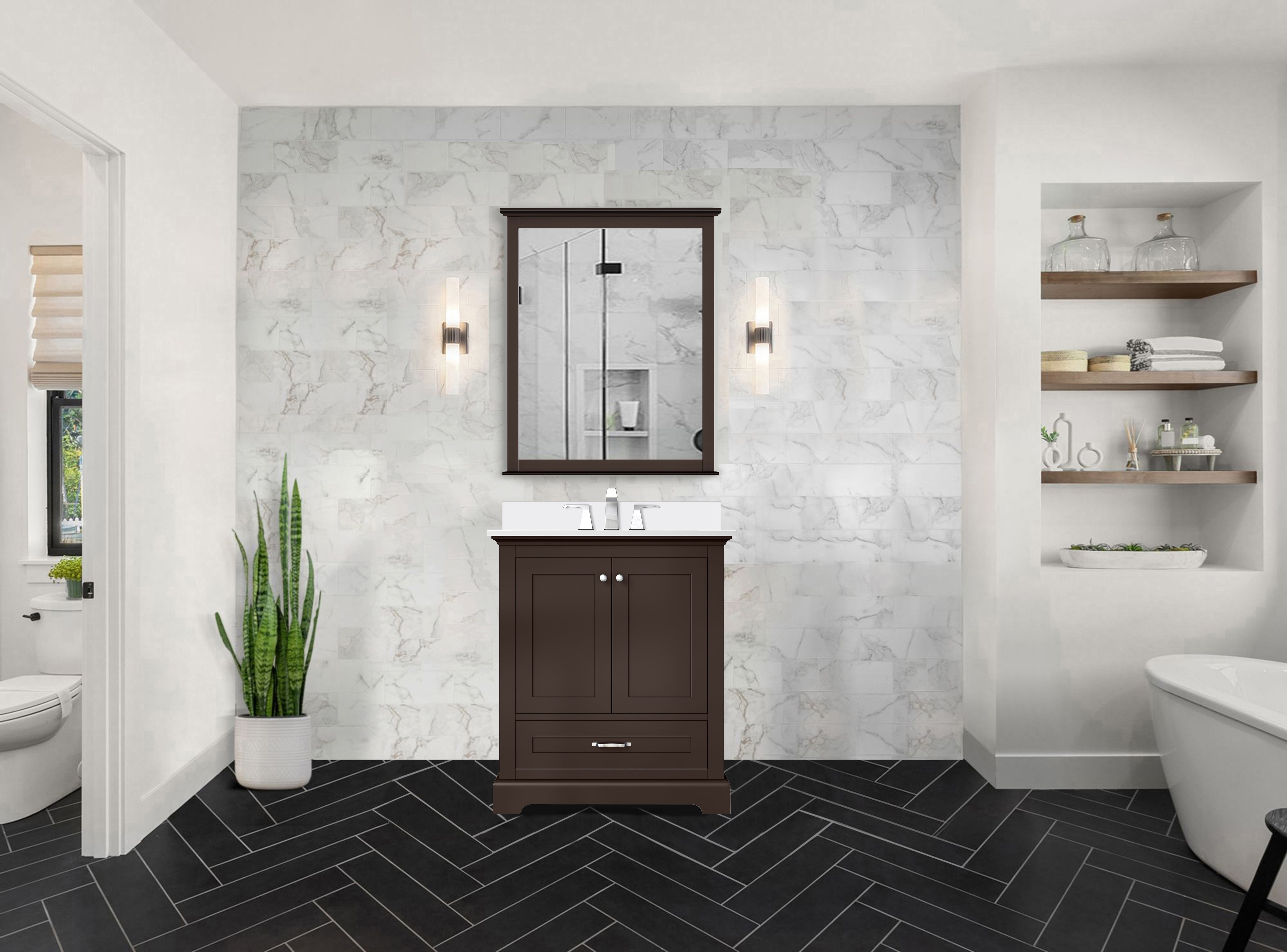 Dukes 30 in. W x 22 in. D Espresso Single Bath Vanity and Cultured Marble Top