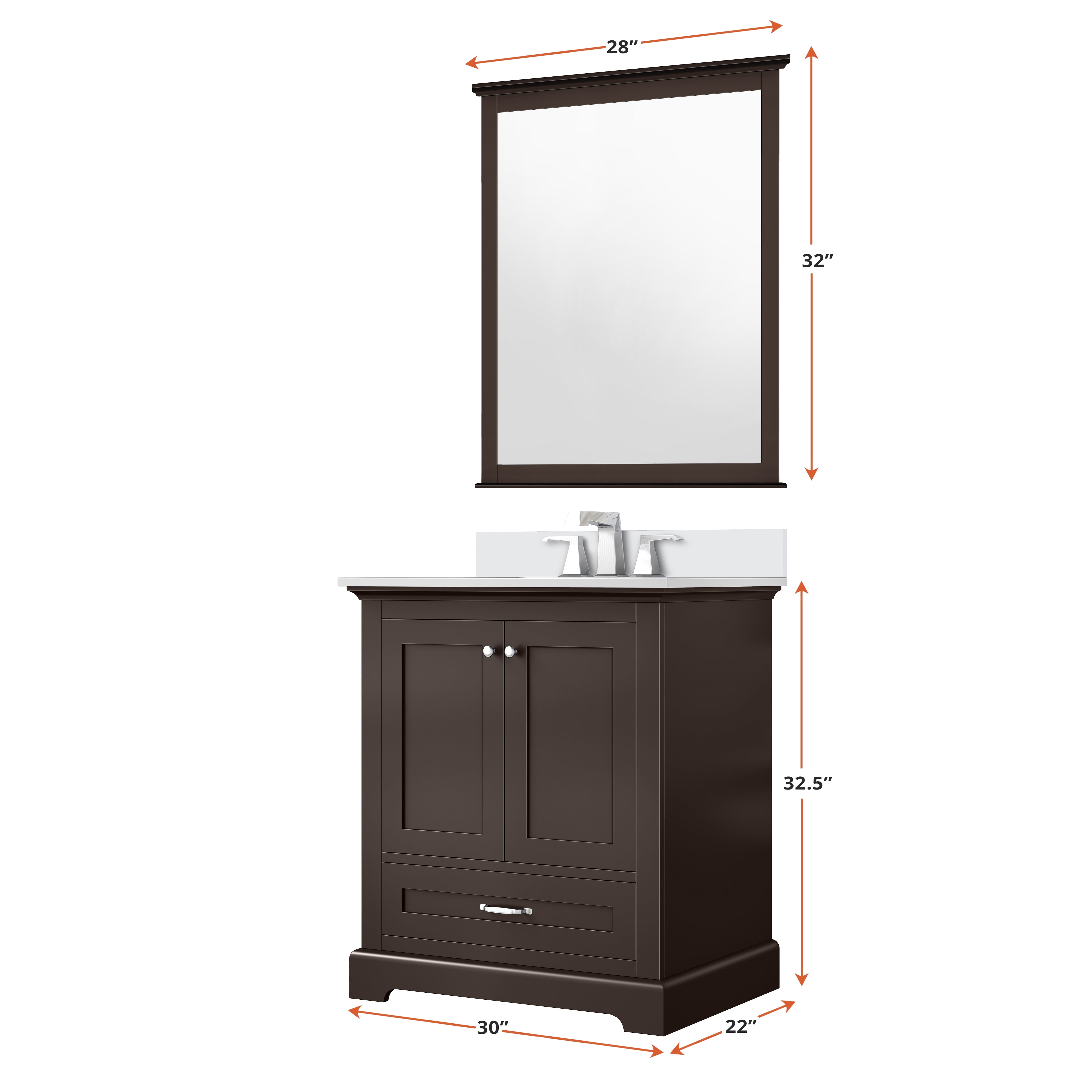 Dukes 30 in. W x 22 in. D Espresso Single Bath Vanity and Cultured Marble Top