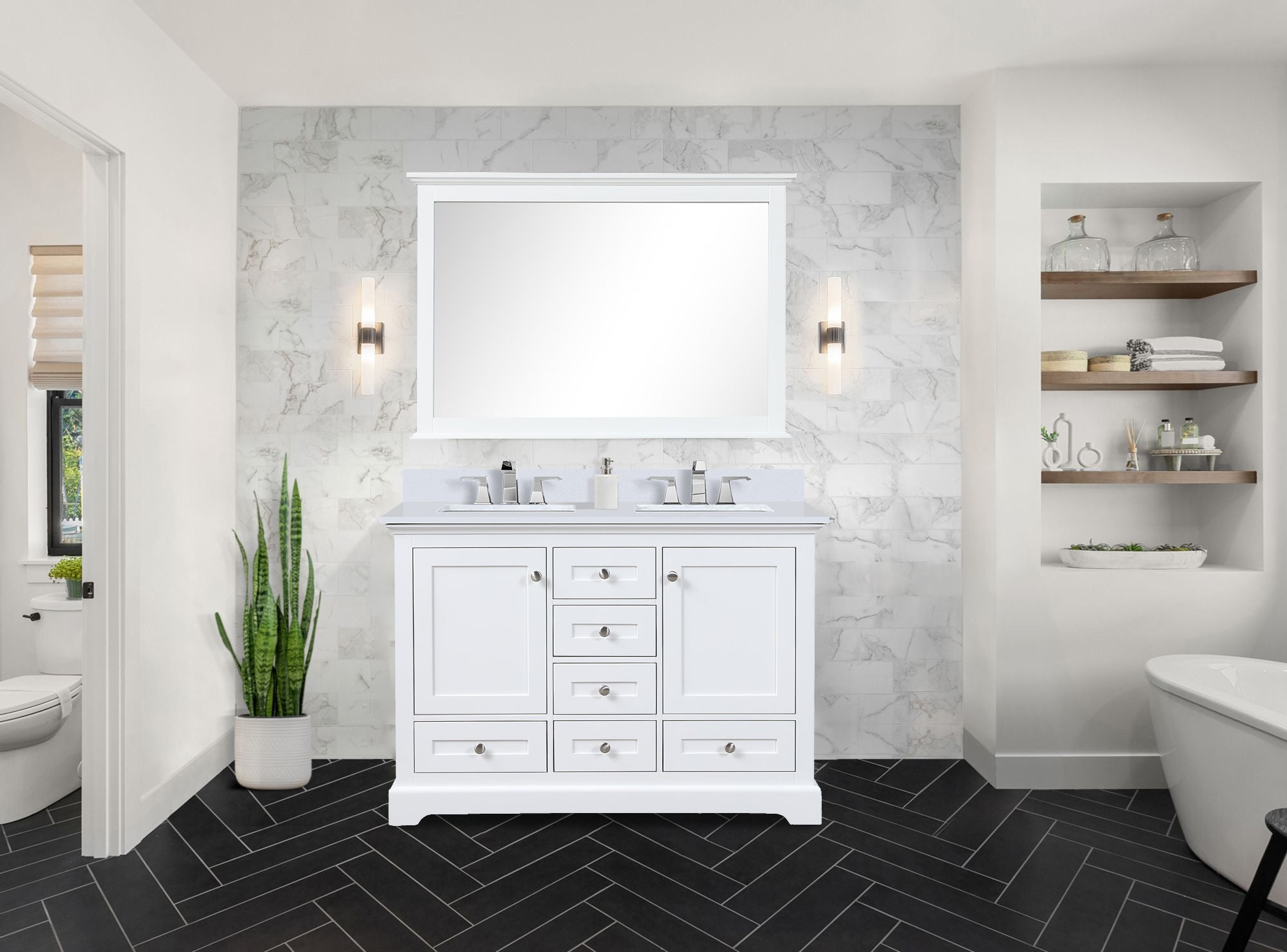 Dukes 48 in. W x 22 in. D White Double Bath Vanity
