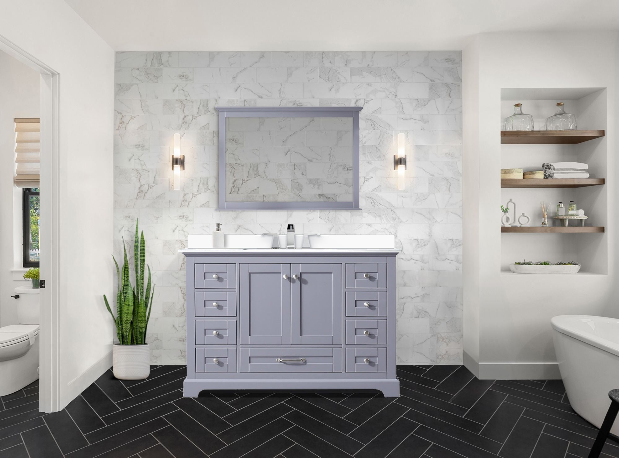 Dukes 48 in. W x 22 in. D Dark Grey Double Bath Vanity