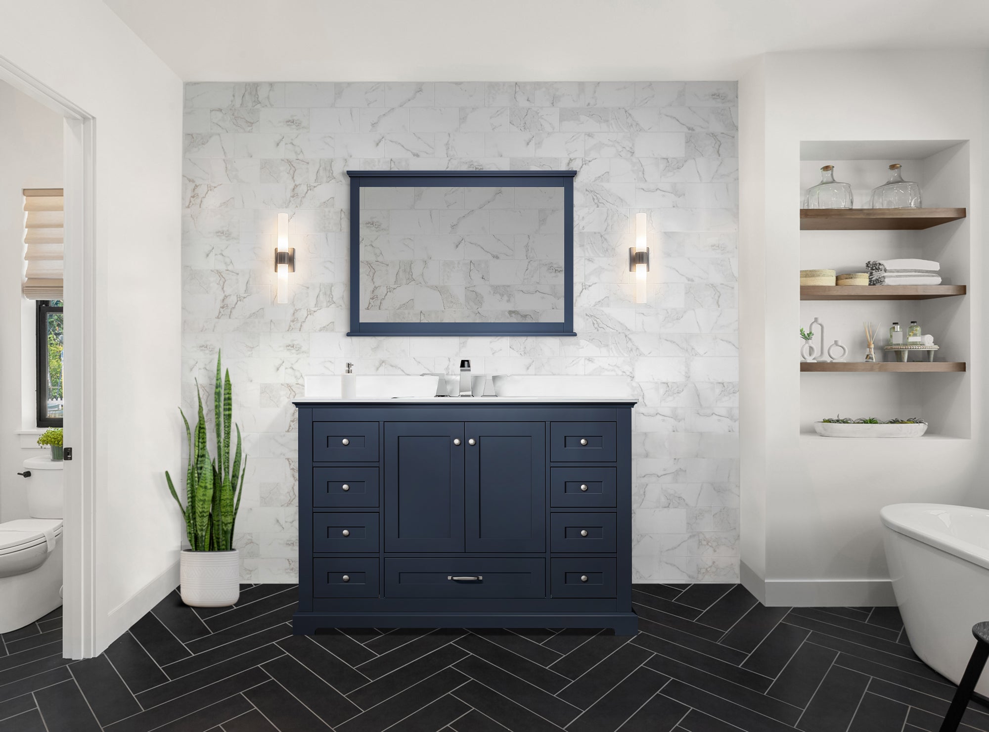 Dukes 48 in. W x 22 in. D Navy Blue Single Bath Vanity