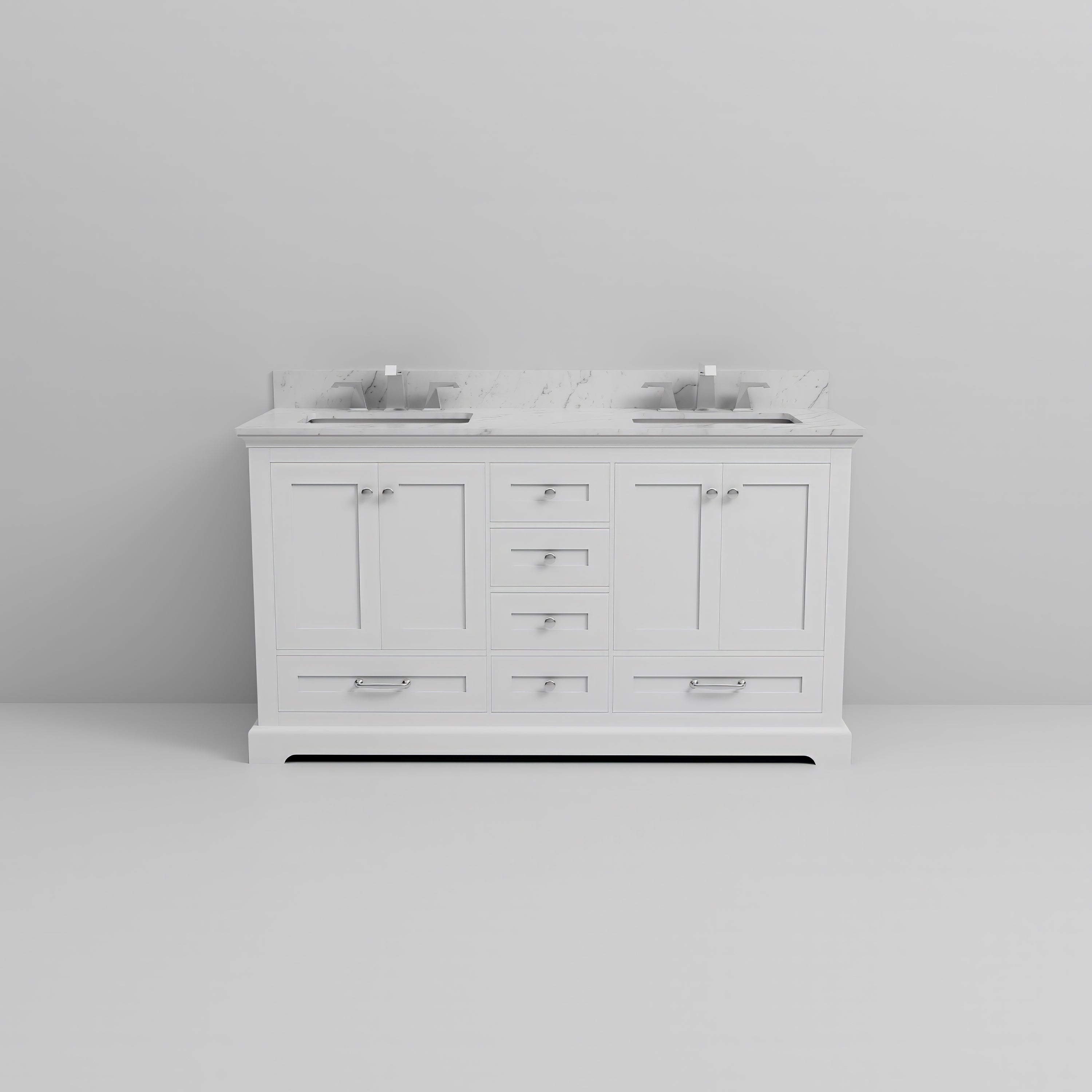 Dukes 60 in. W x 22 in. D White Double Bath Vanity
