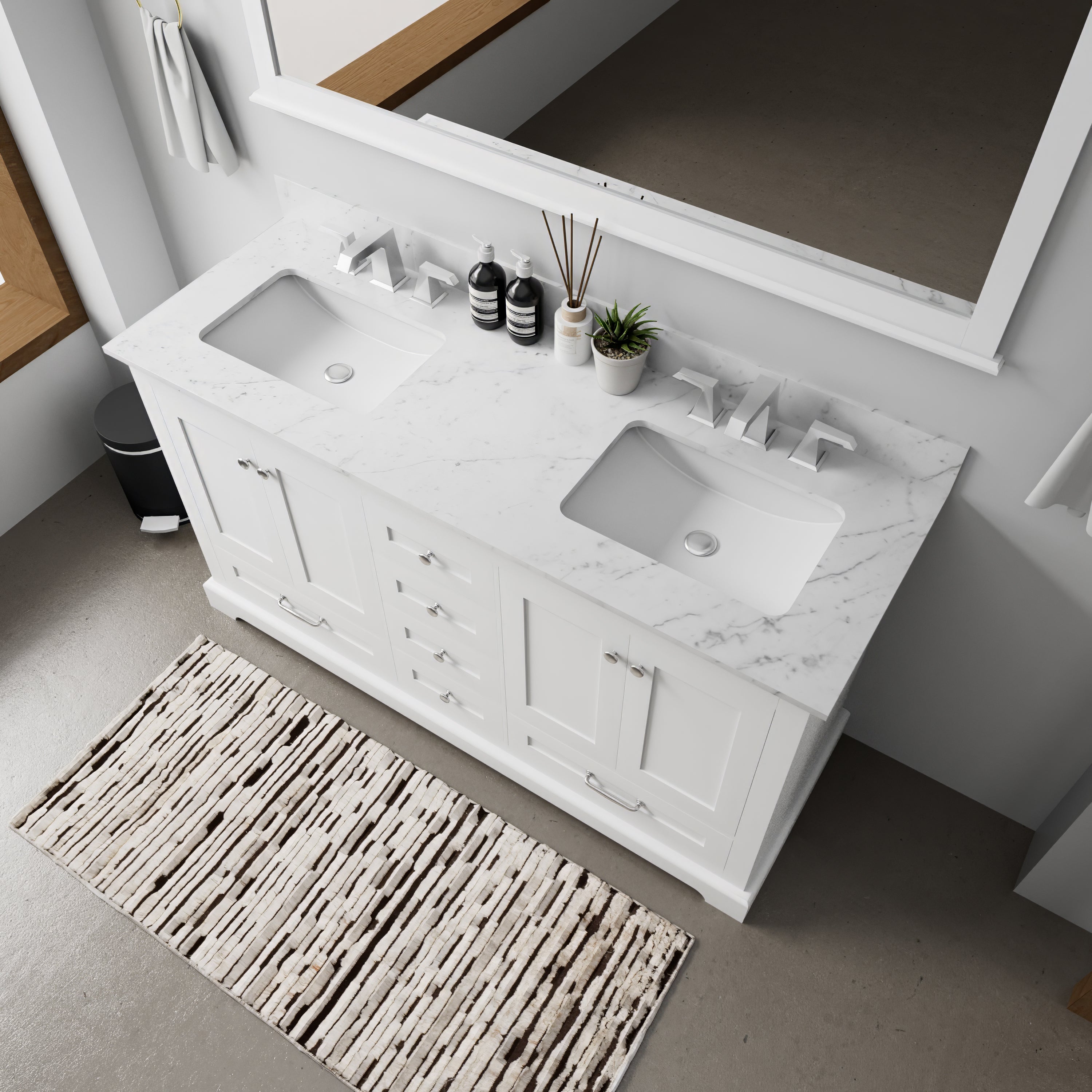 Dukes 60 in. W x 22 in. D White Double Bath Vanity