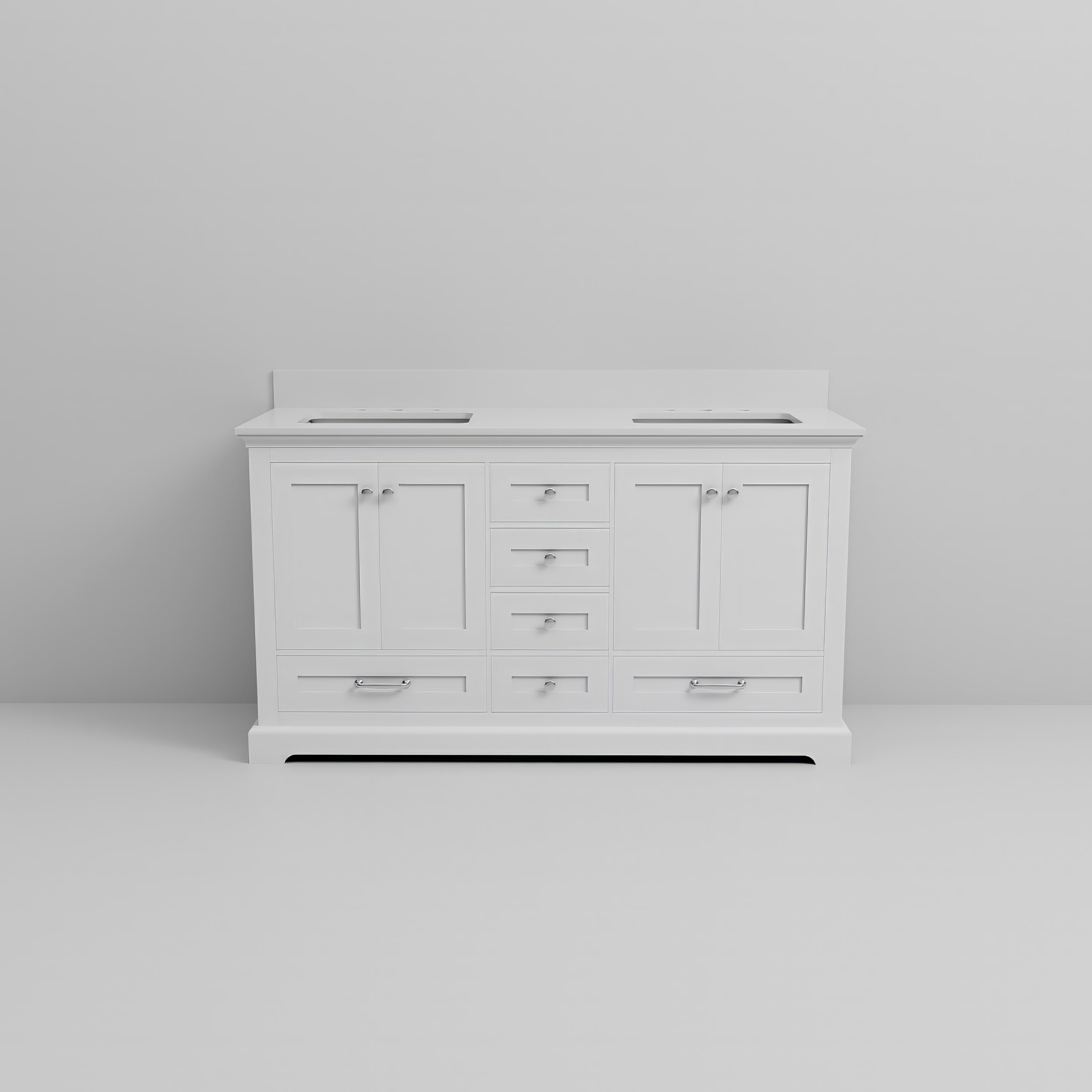 Dukes 60 in. W x 22 in. D White Double Bath Vanity