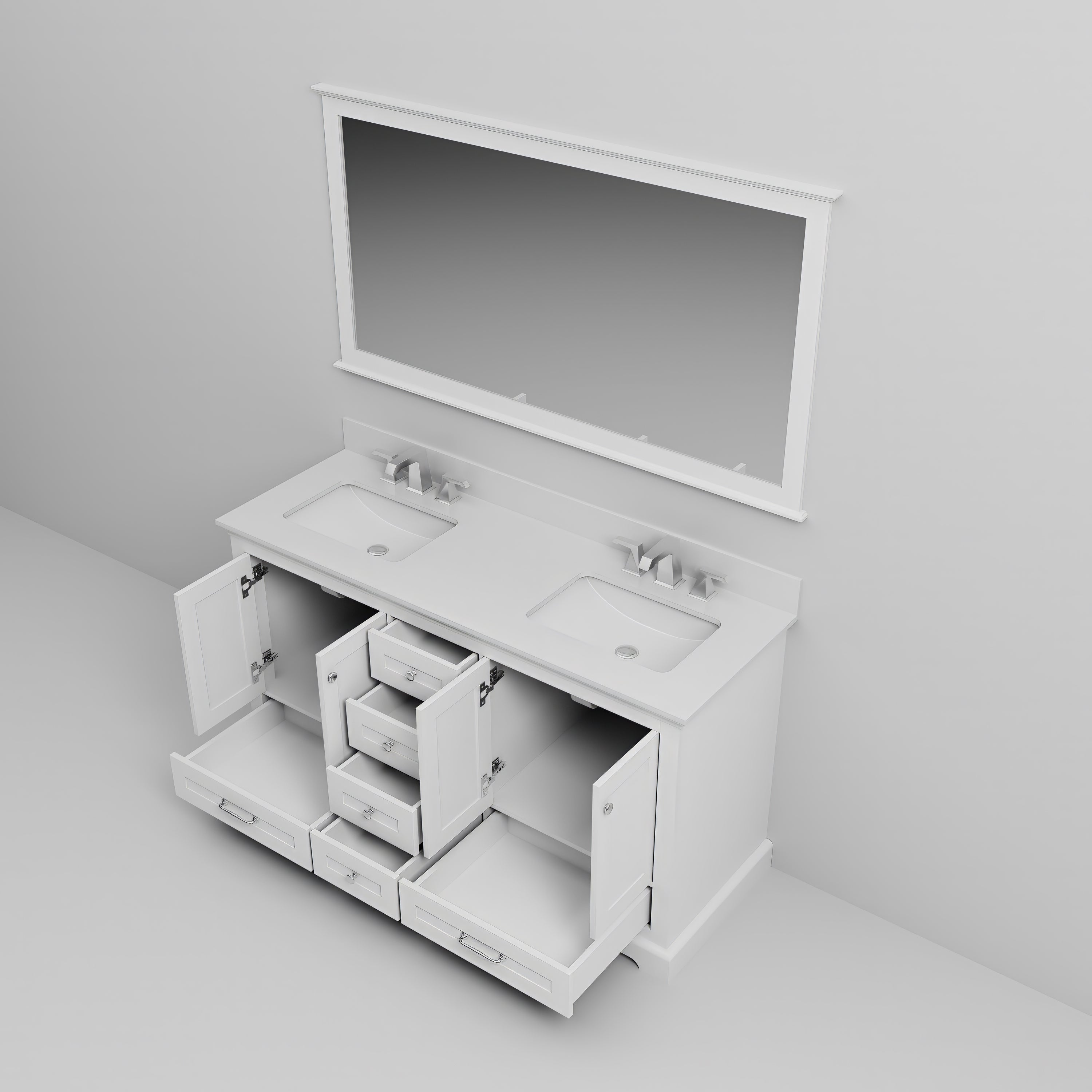 Dukes 60 in. W x 22 in. D White Double Bath Vanity