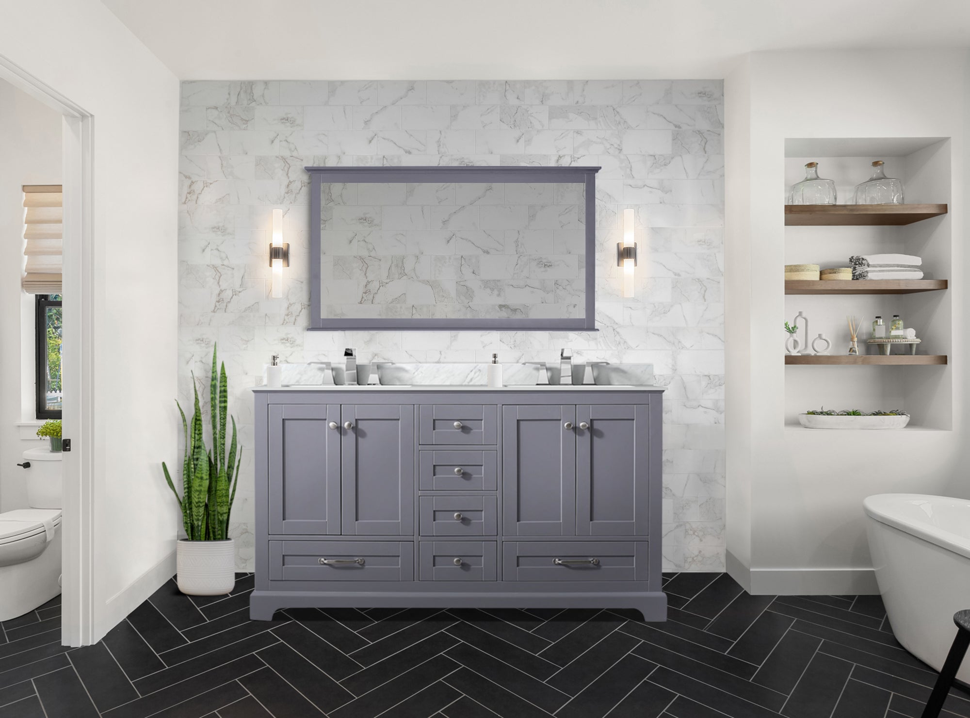 Dukes 60 in. W x 22 in. D Dark Grey Double Bath Vanity