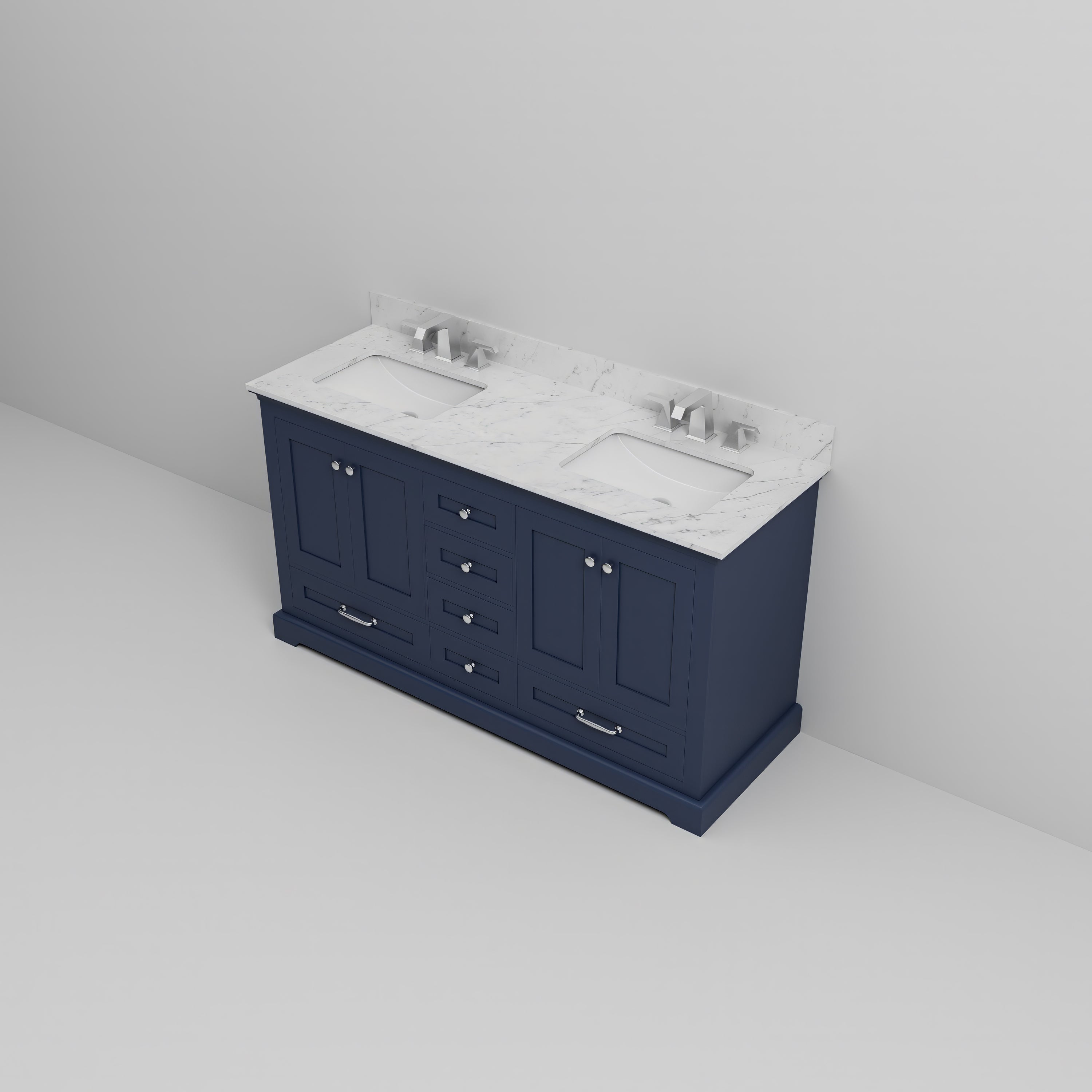 Dukes 60 in. W x 22 in. D Navy Blue Double Bath Vanity