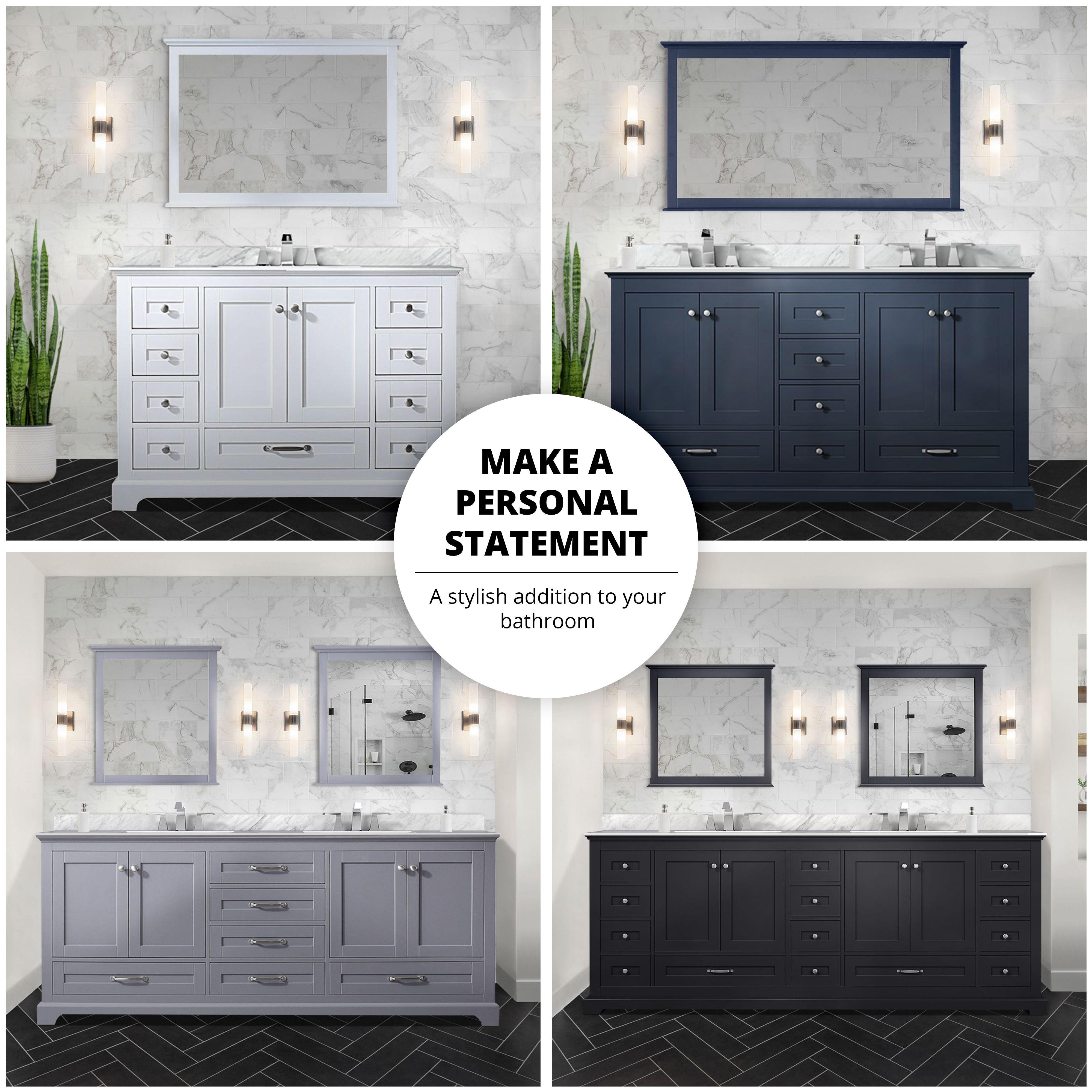 Dukes 60 in. W x 22 in. D Navy Blue Double Bath Vanity