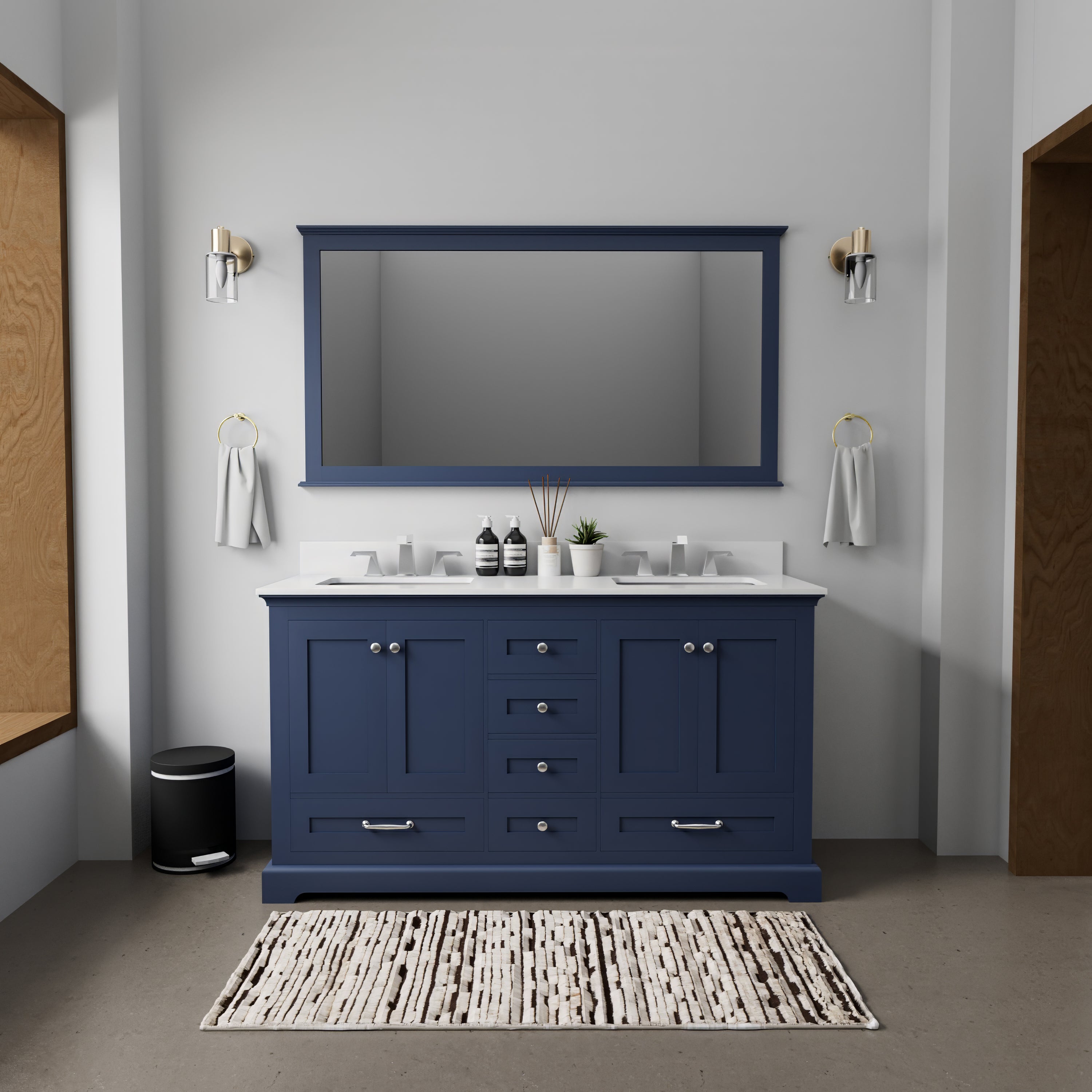 Dukes 60 in. W x 22 in. D Navy Blue Double Bath Vanity