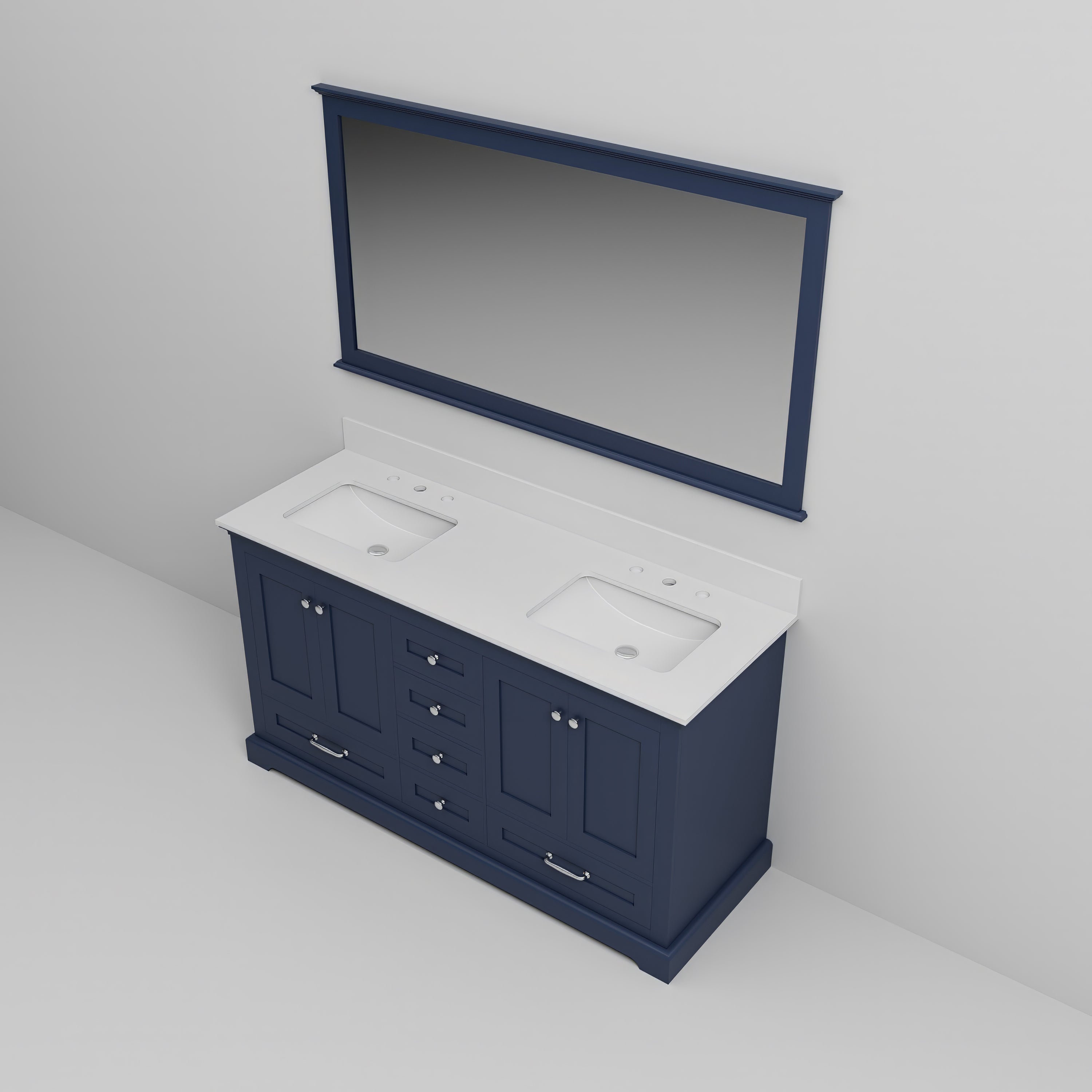 Dukes 60 in. W x 22 in. D Navy Blue Double Bath Vanity