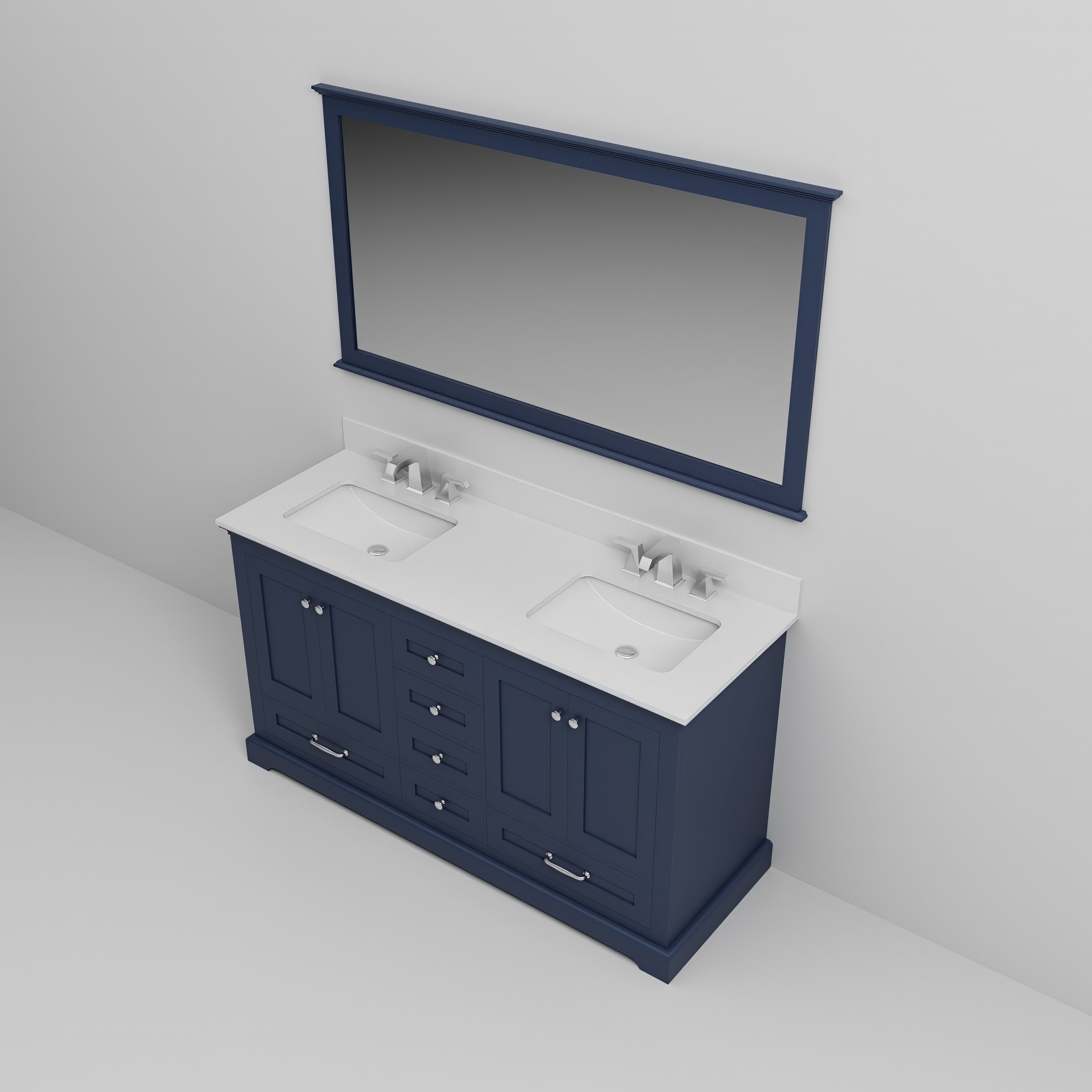 Dukes 60 in. W x 22 in. D Navy Blue Double Bath Vanity
