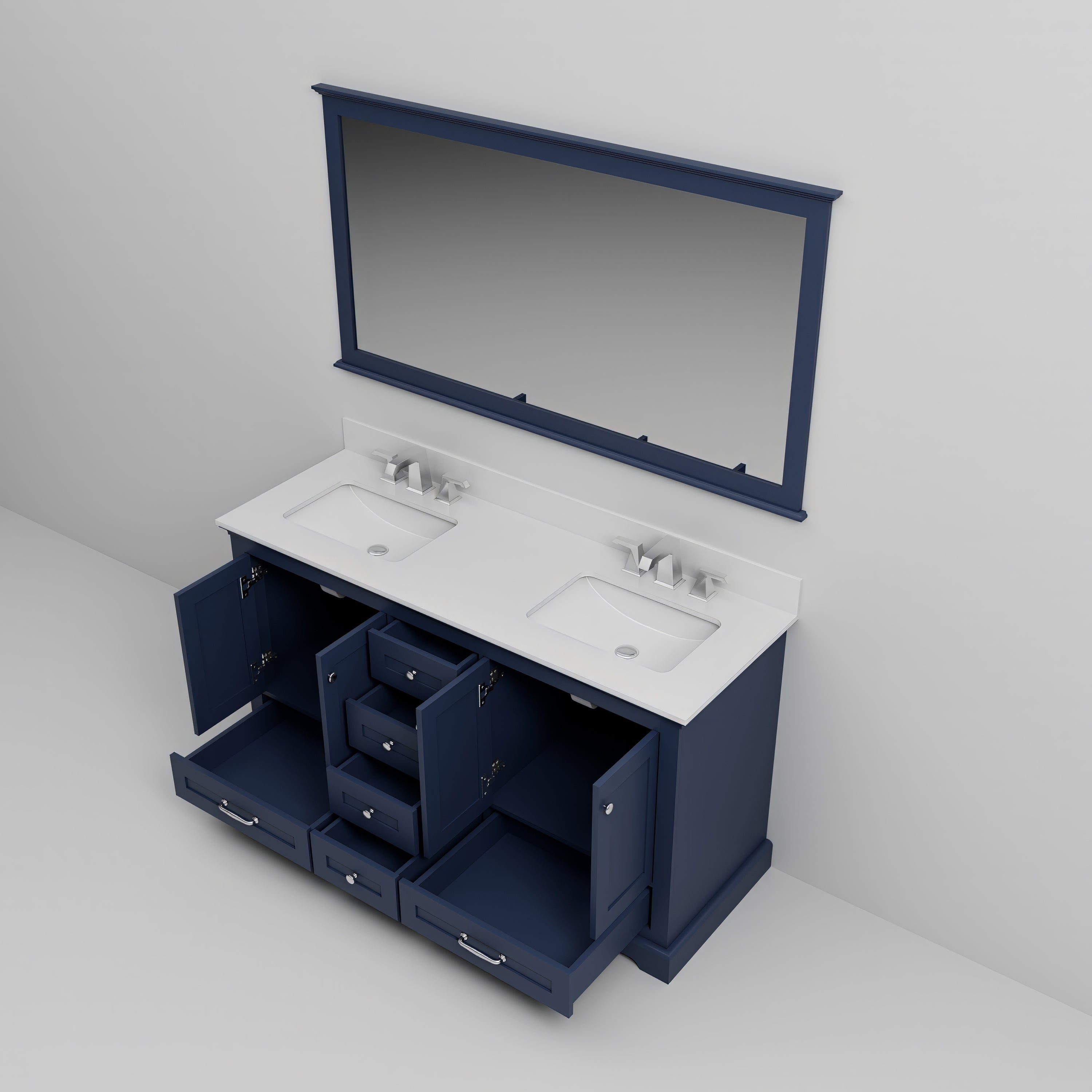Dukes 60 in. W x 22 in. D Navy Blue Double Bath Vanity