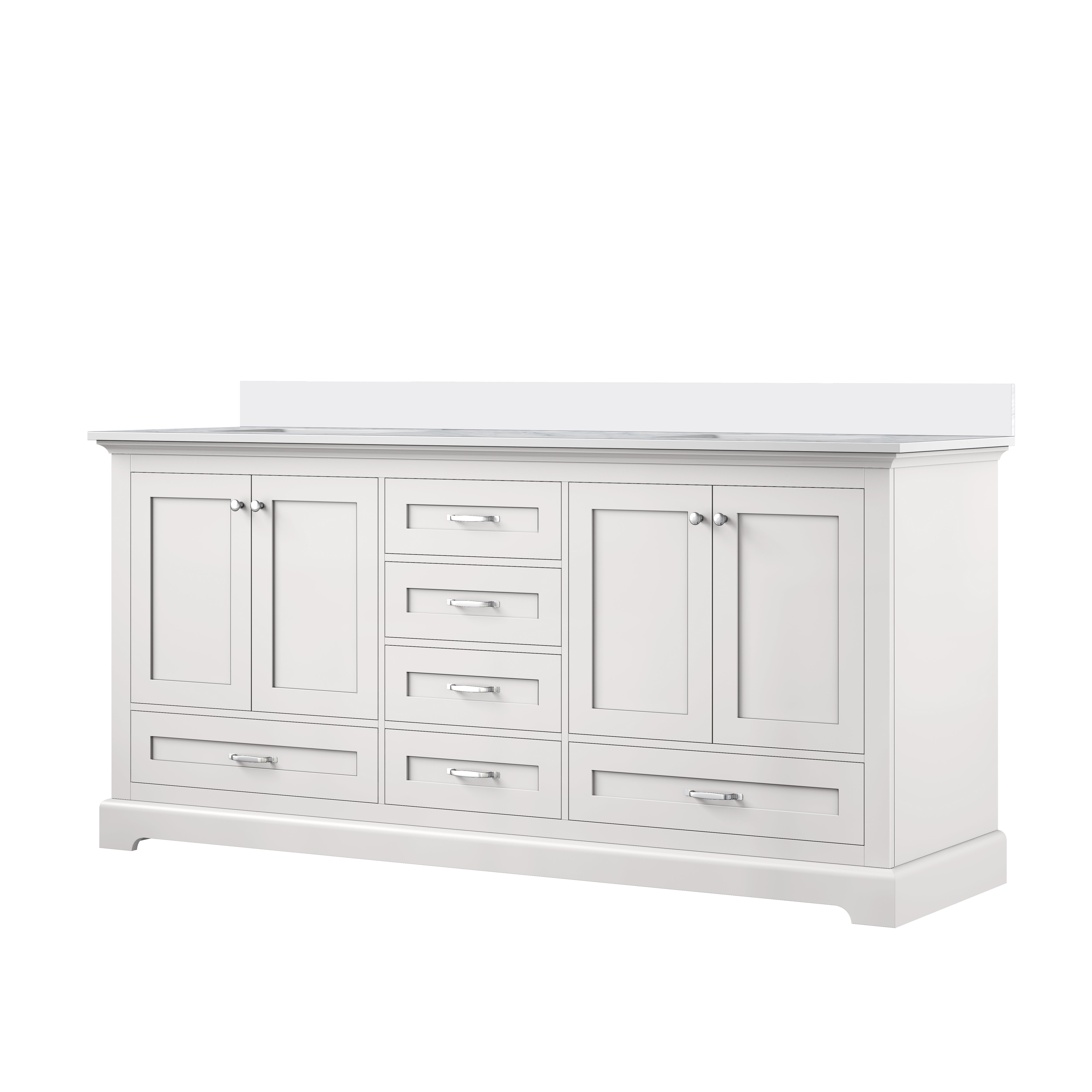 Dukes 72 in. W x 22 in. D White Double Bath Vanity and Cultured Marble Top
