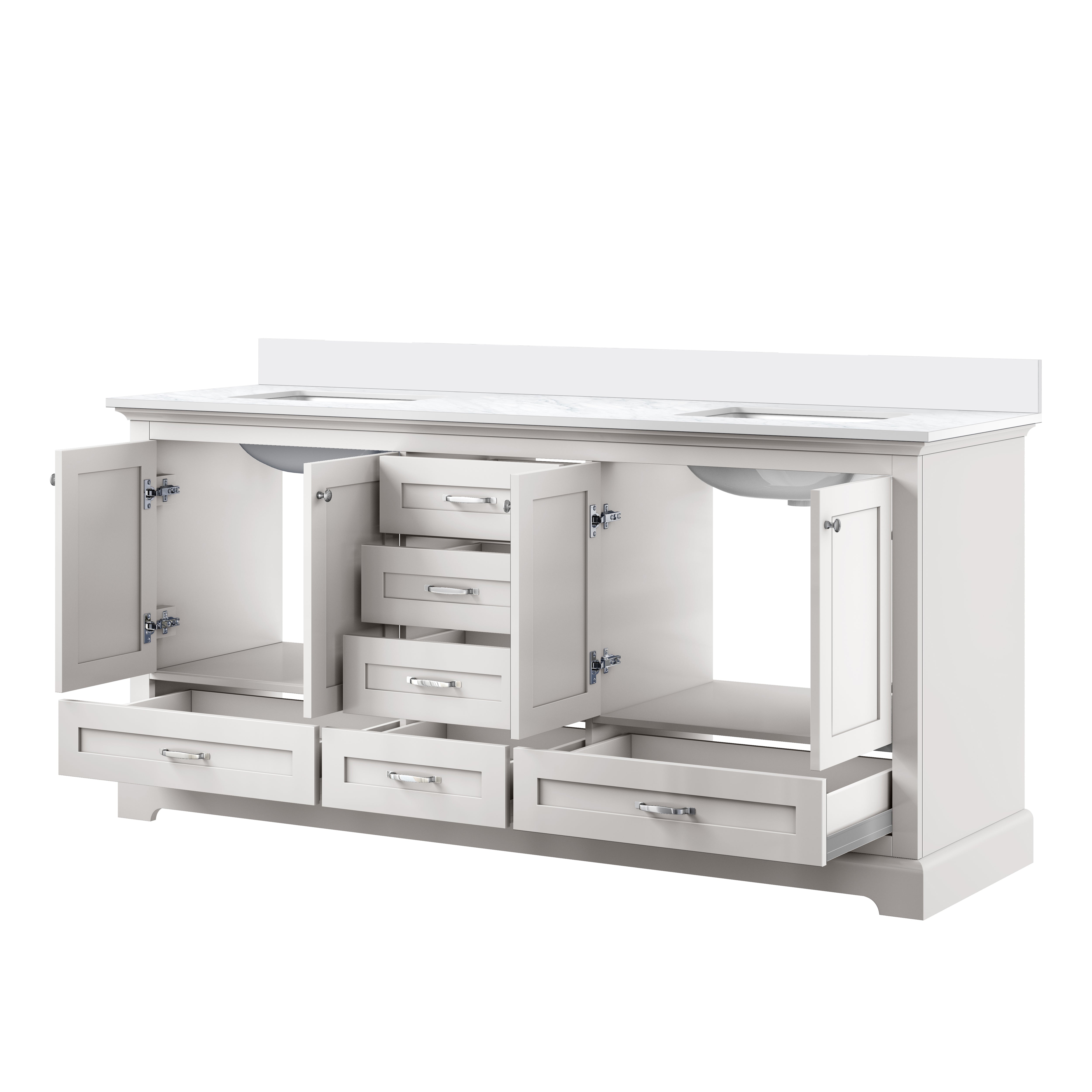 Dukes 72 in. W x 22 in. D White Double Bath Vanity and Cultured Marble Top