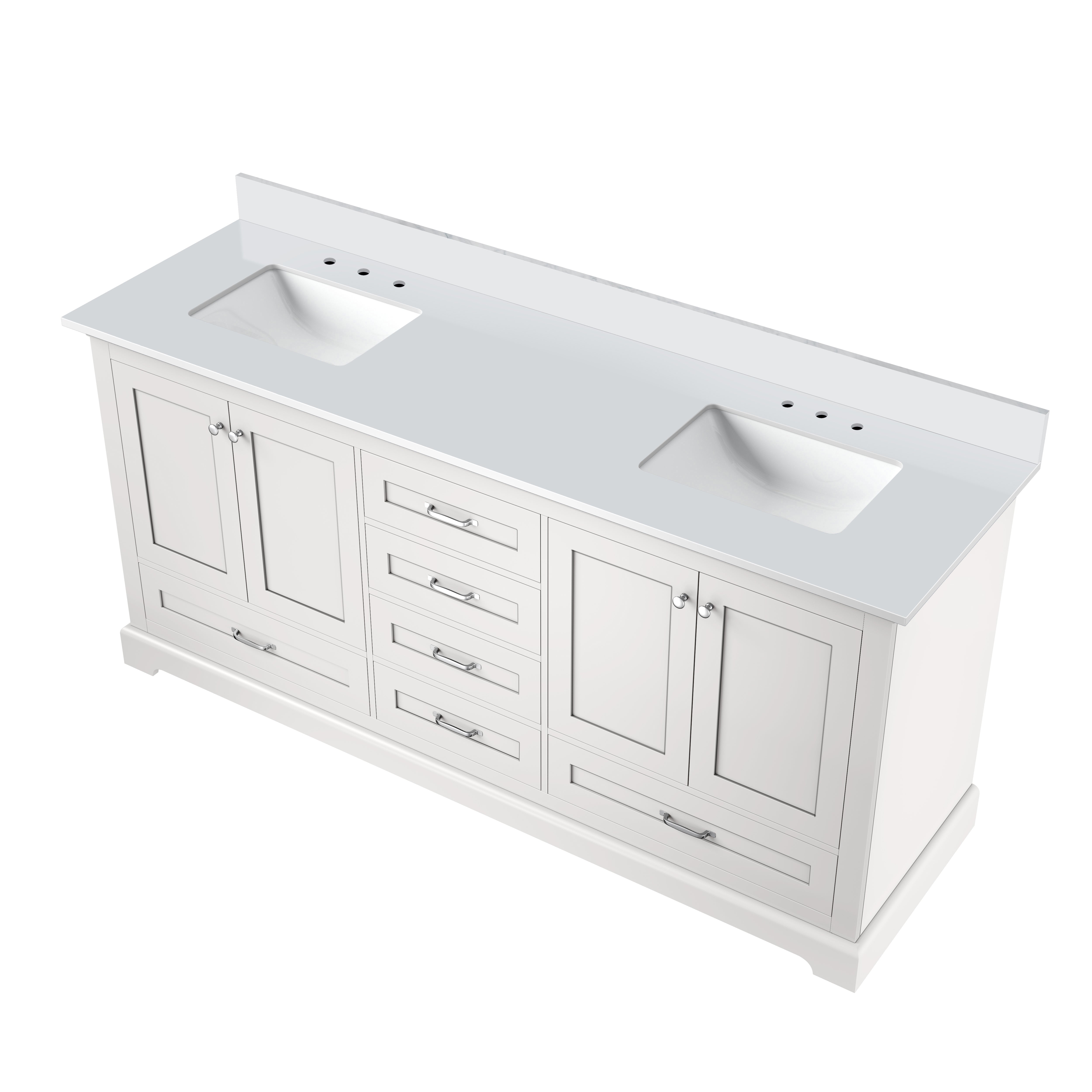 Dukes 72 in. W x 22 in. D White Double Bath Vanity and Cultured Marble Top
