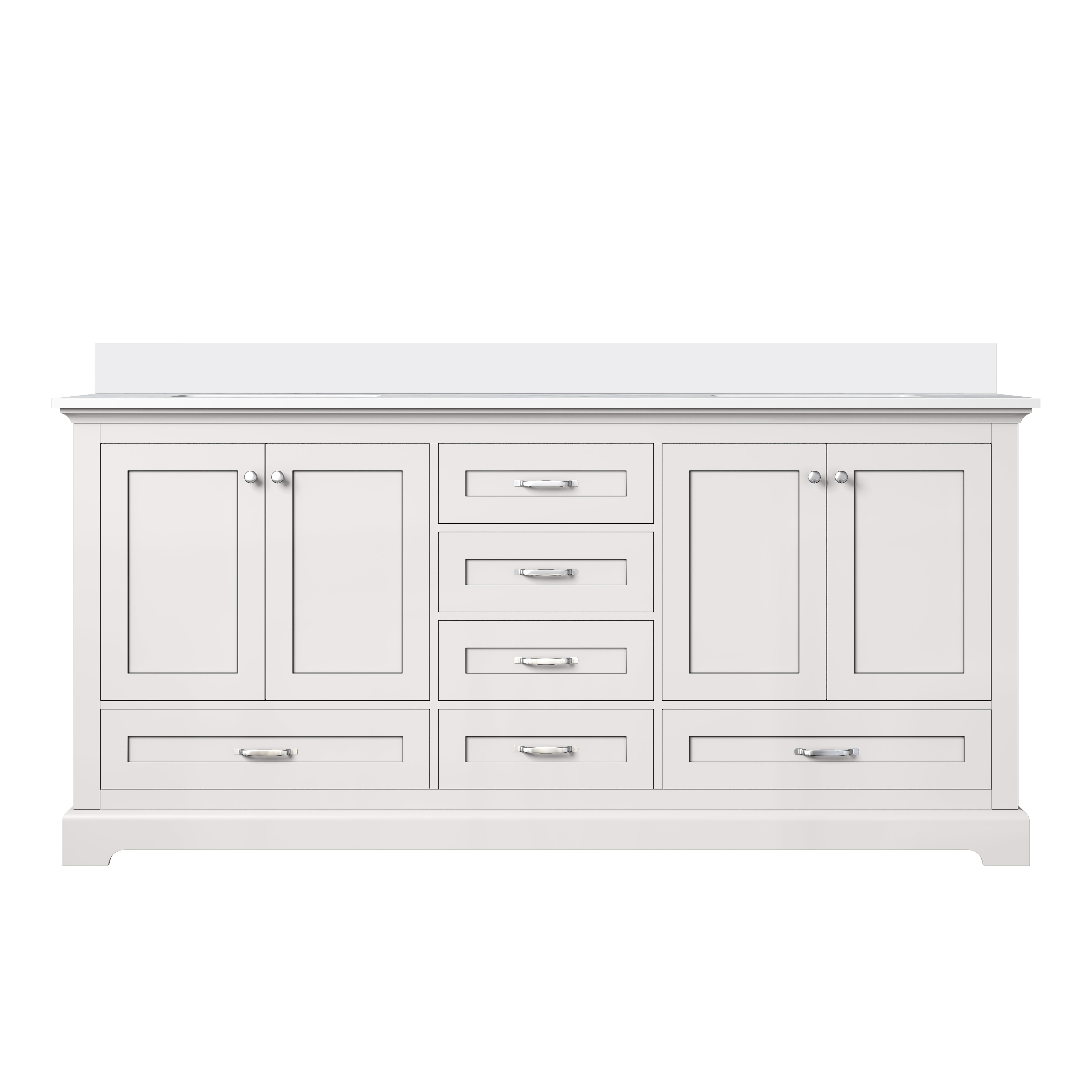 Dukes 72 in. W x 22 in. D White Double Bath Vanity and Cultured Marble Top