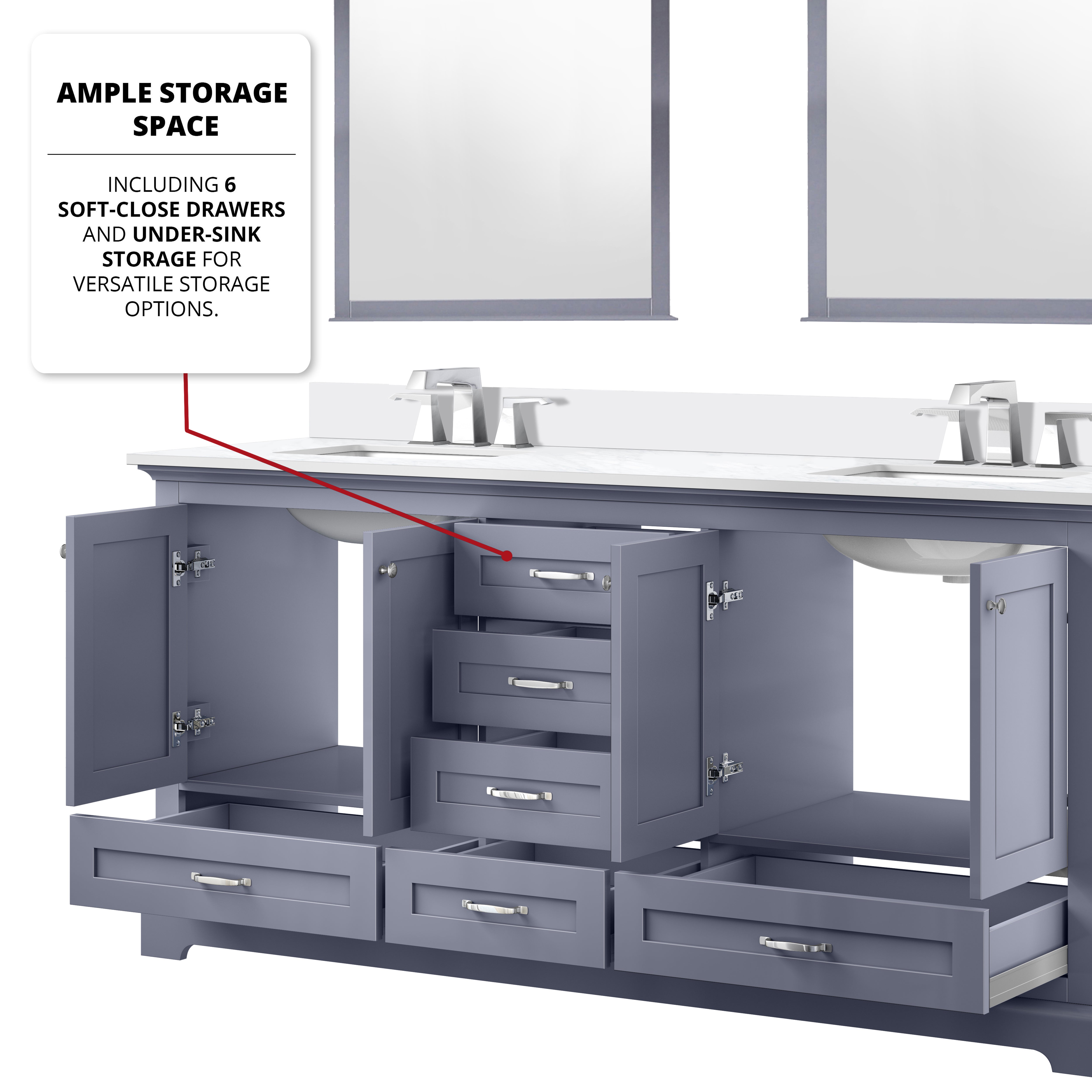 Dukes 72 in. W x 22 in. D Dark Grey Double Bath Vanity and Cultured Marble Top