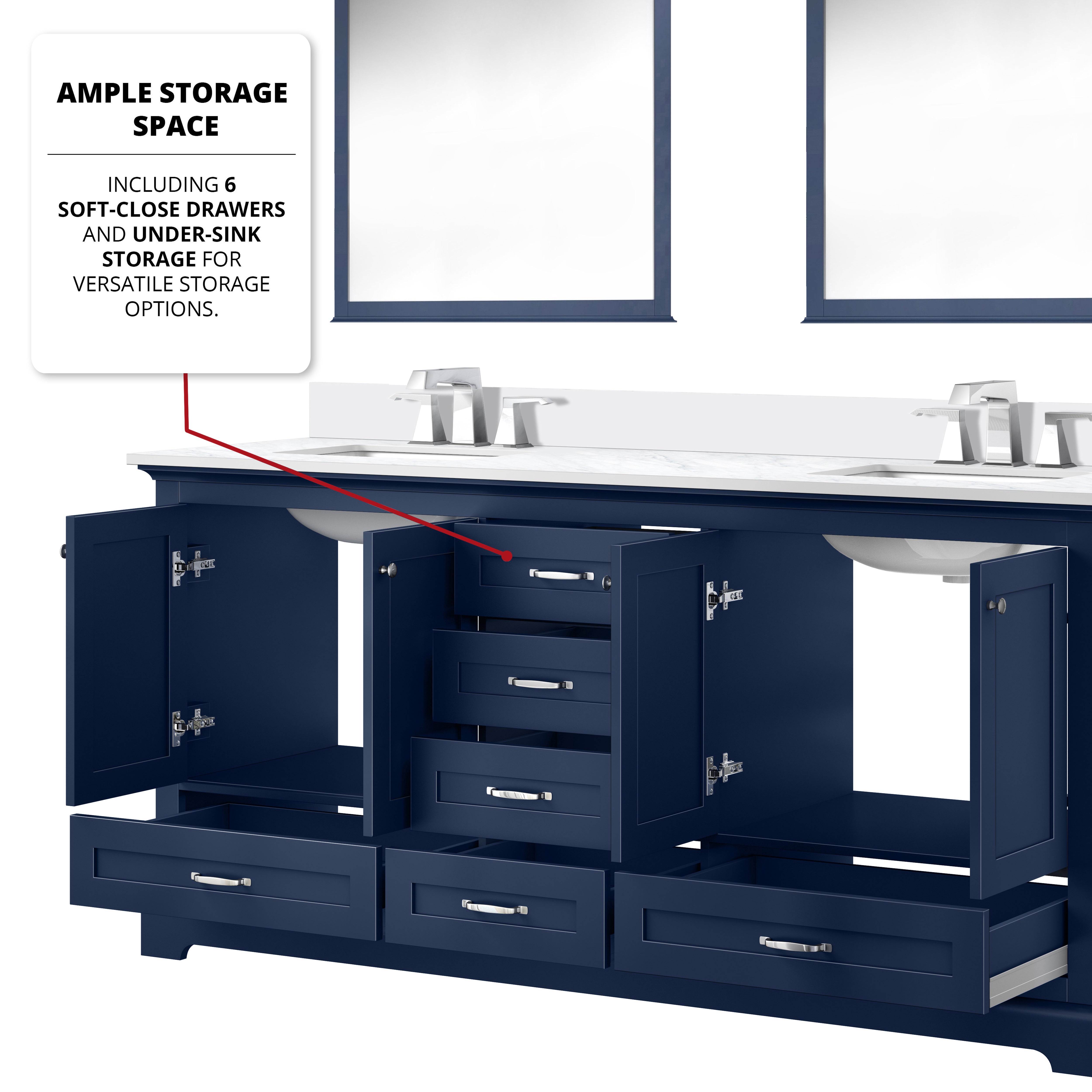 Dukes 72 in. W x 22 in. D Navy Blue Double Bath Vanity and Cultured Marble Top