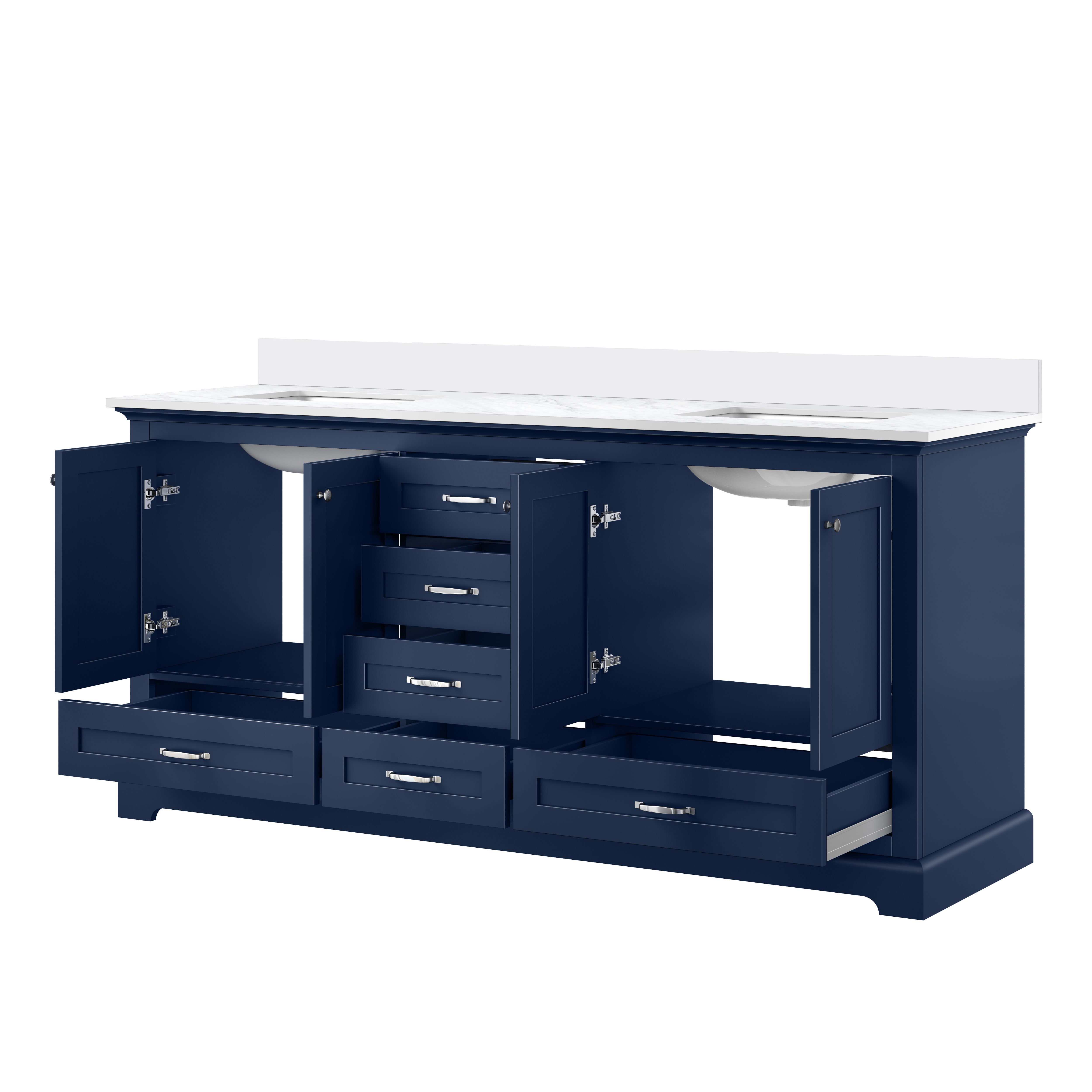 Dukes 72 in. W x 22 in. D Navy Blue Double Bath Vanity and Cultured Marble Top