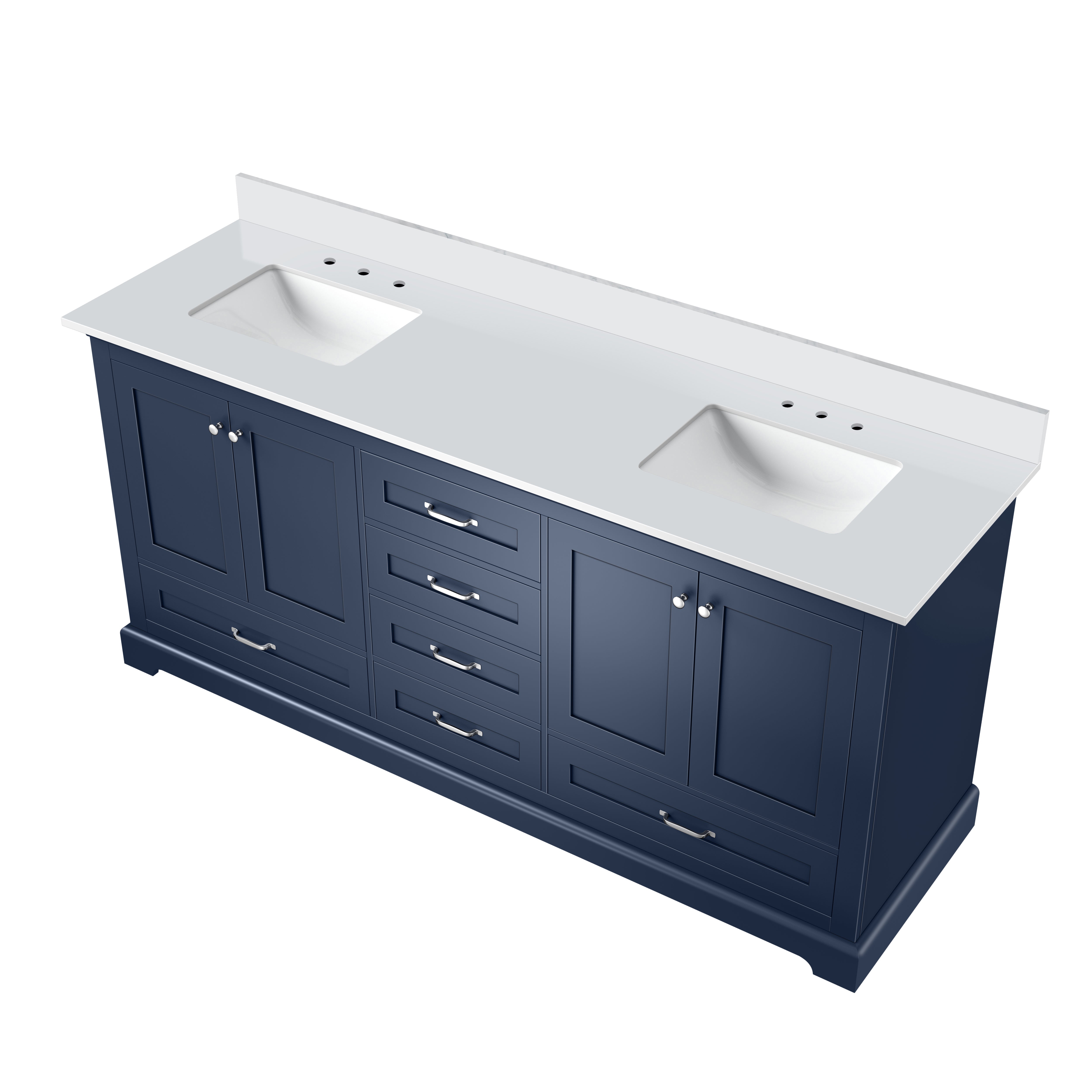 Dukes 72 in. W x 22 in. D Navy Blue Double Bath Vanity and Cultured Marble Top