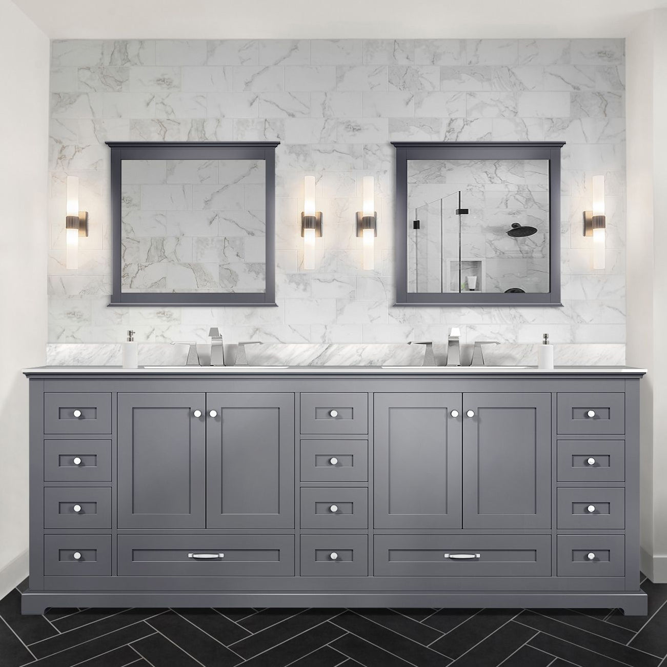 Dukes 84 in. W x 22 in. D Dark Grey Double Bath Vanity