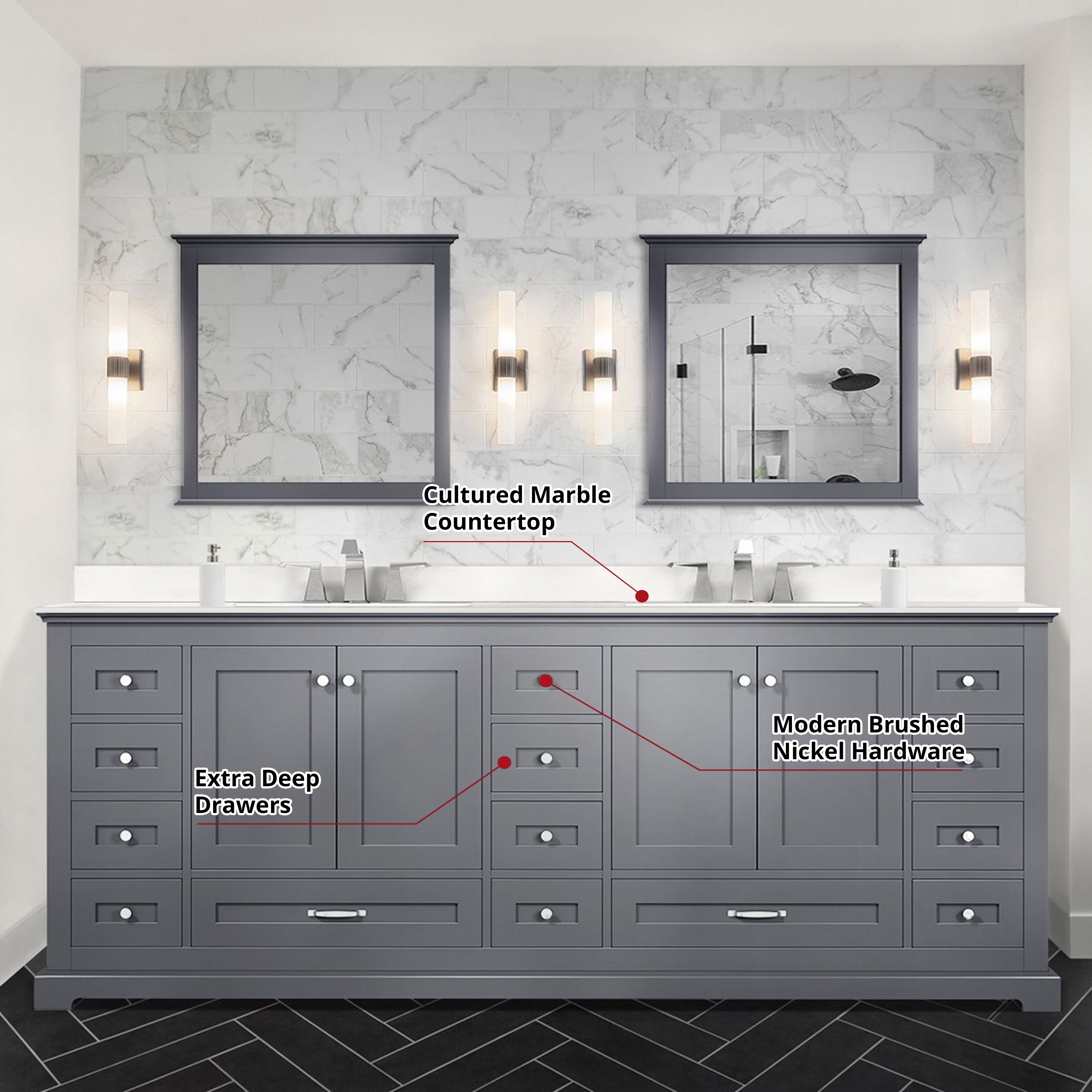 Dukes 84 in. W x 22 in. D Dark Grey Double Bath Vanity