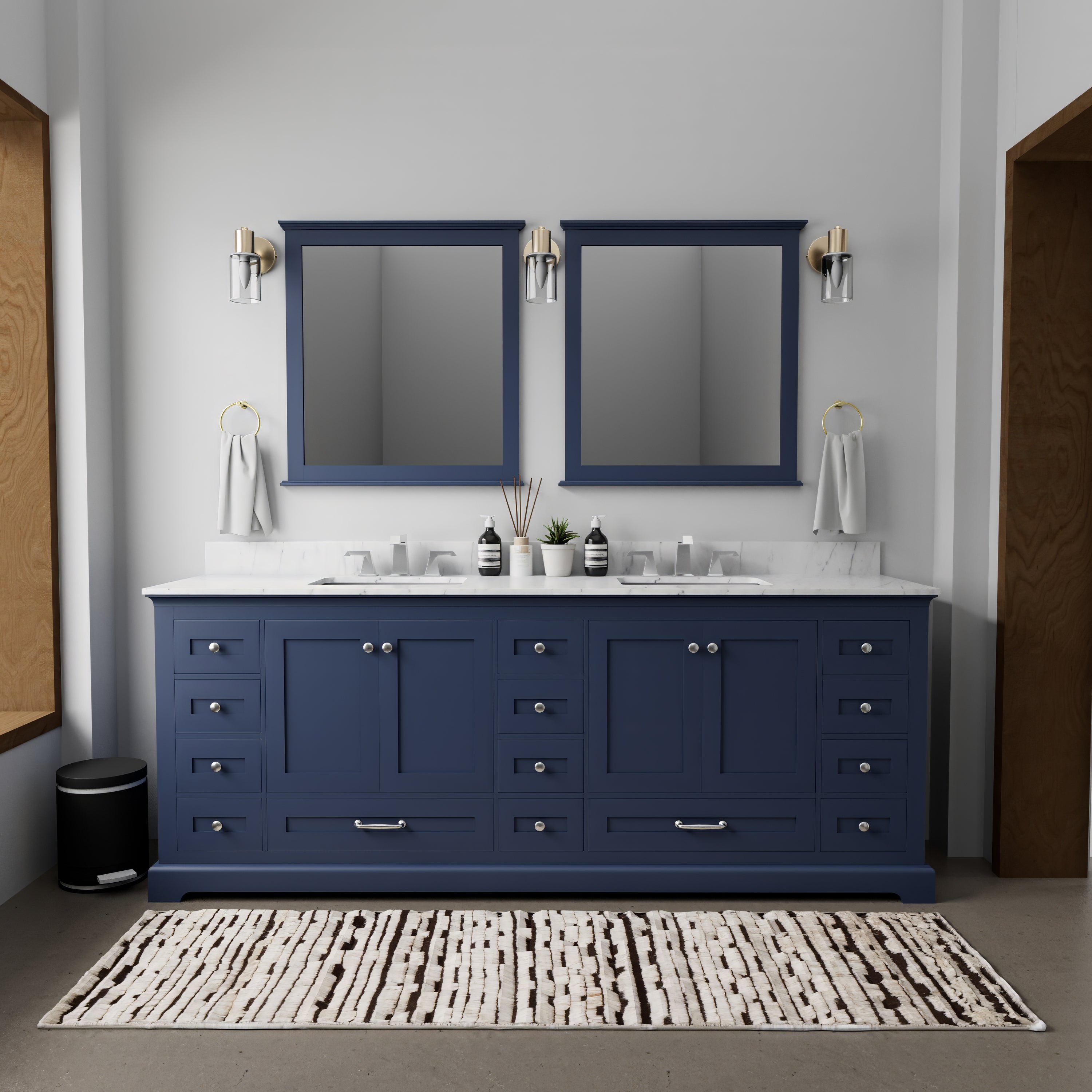 Dukes 84 in. W x 22 in. D Navy Blue Double Bath Vanity