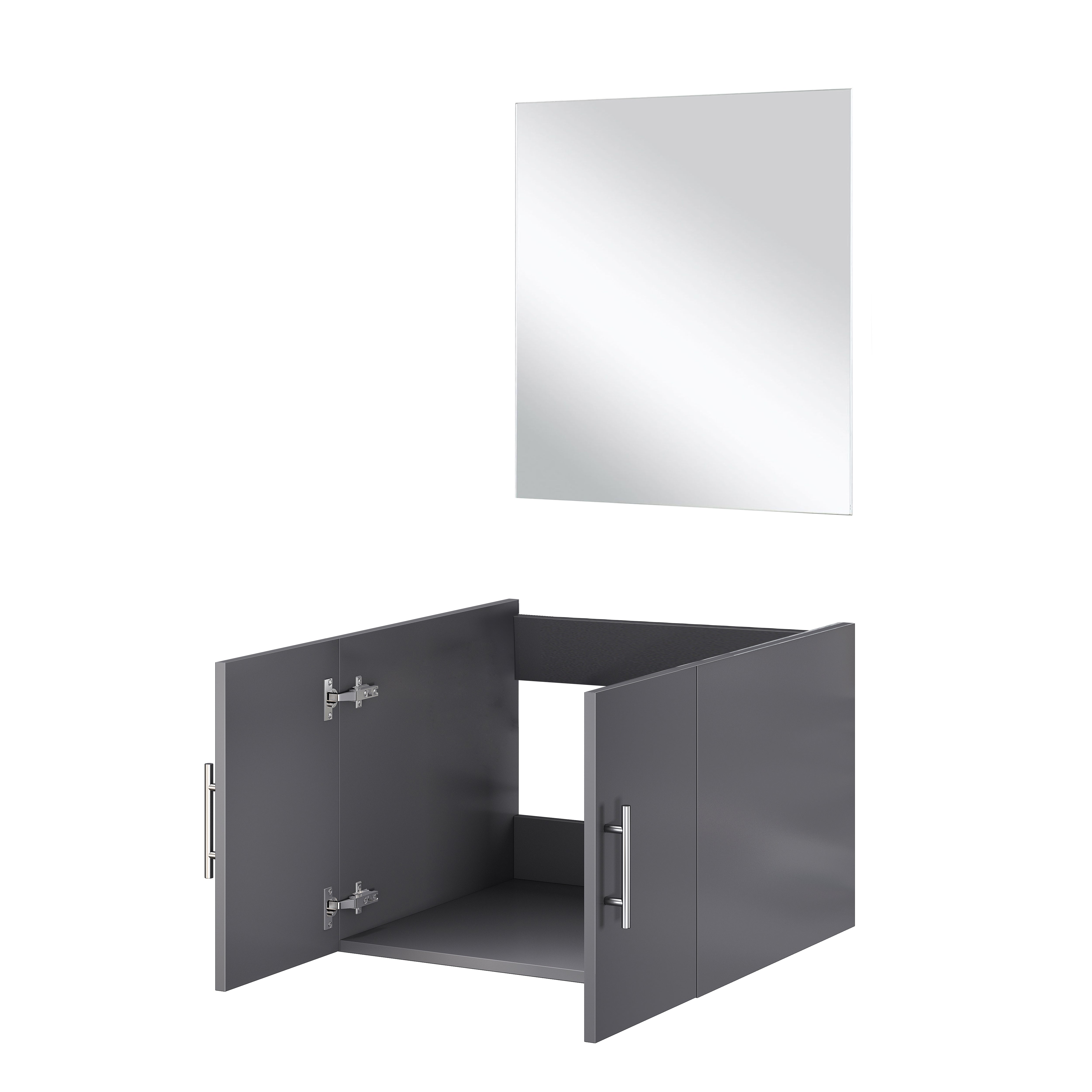 Geneva 24 in W x 22 in D Dark Grey Single Bath Vanity and 18 in Mirror