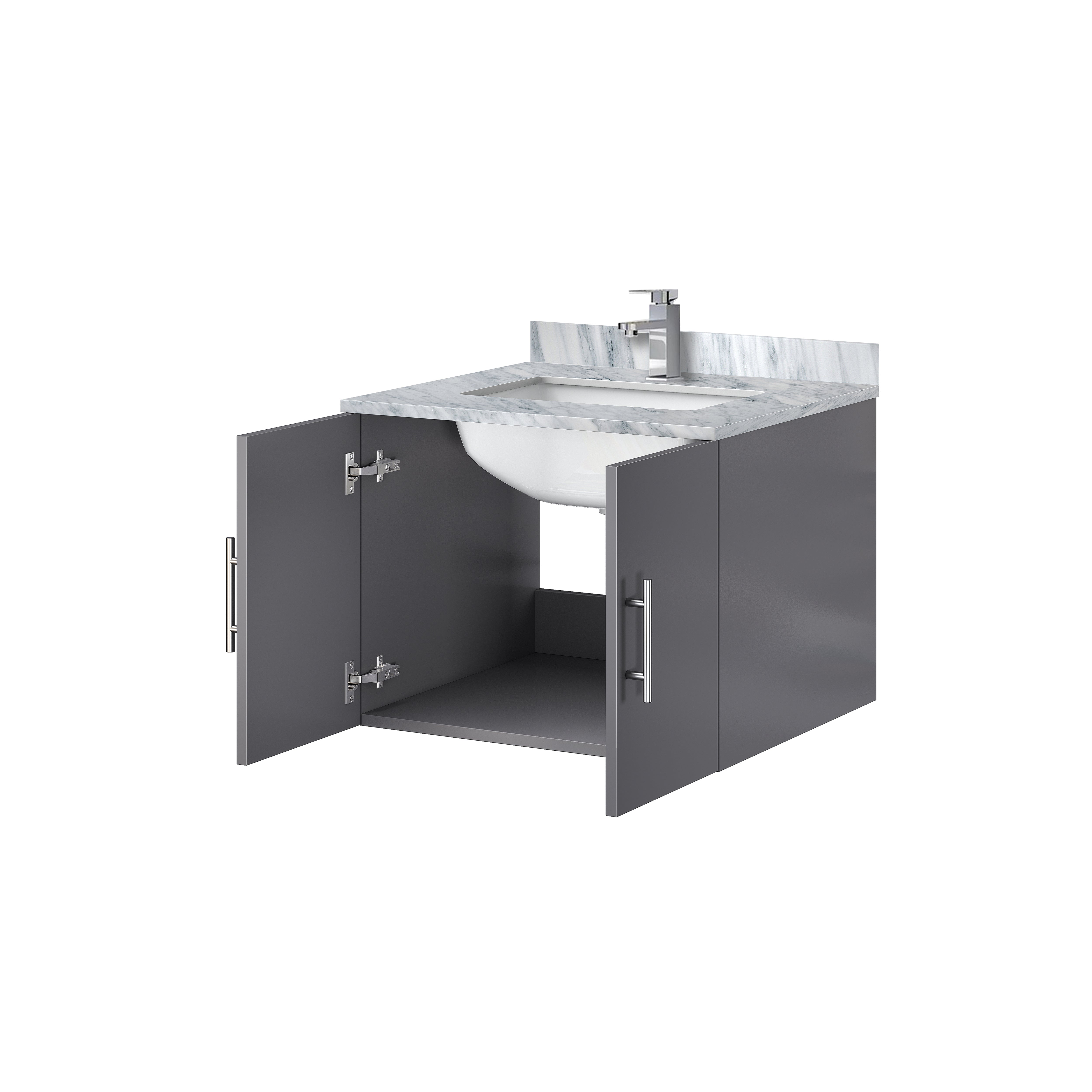 Geneva 24 in. W x 22 in. D Dark Grey Bath Vanity