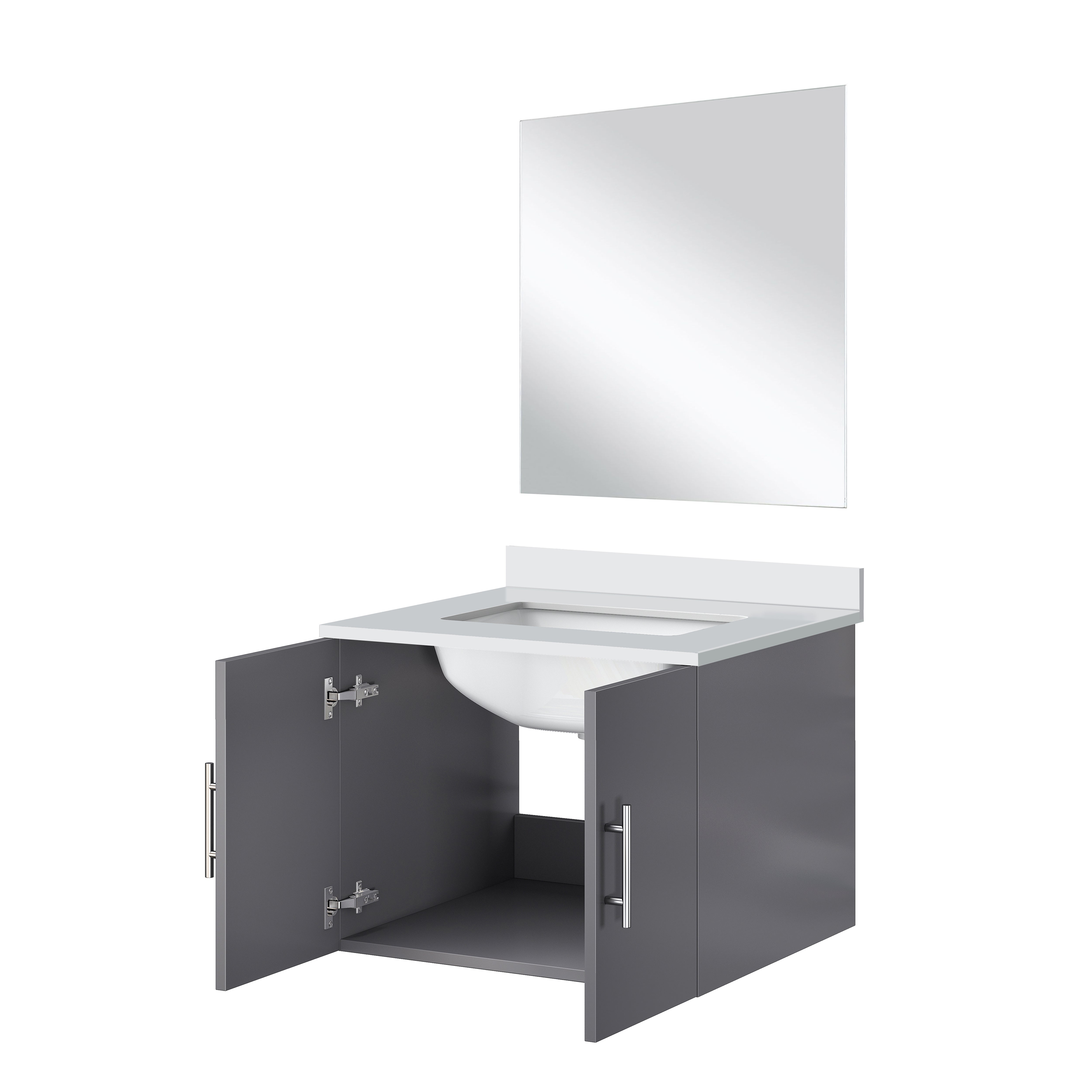 Geneva 24 in W x  in D Dark Grey Single Bath Vanity