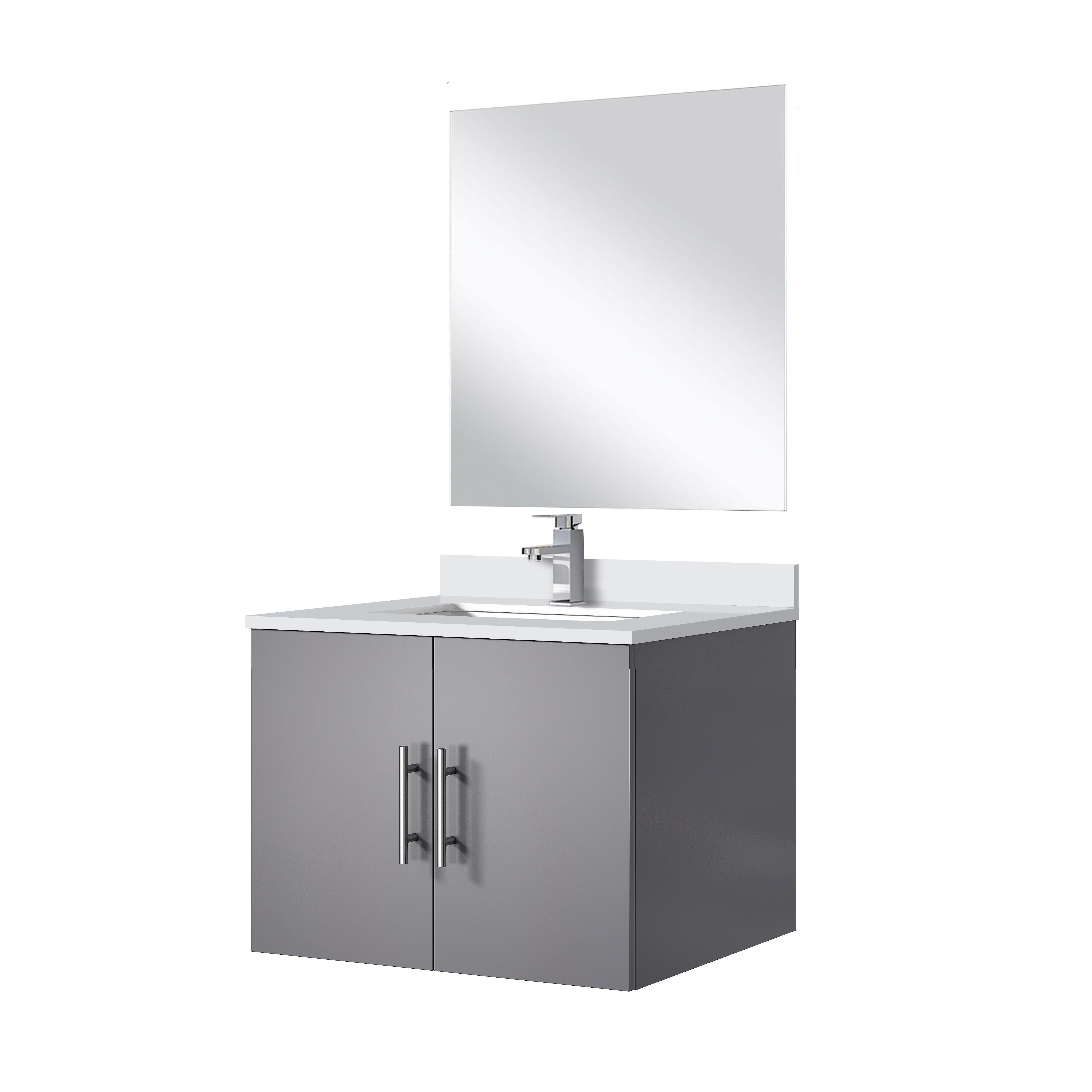 Geneva 24 in W x  in D Dark Grey Single Bath Vanity