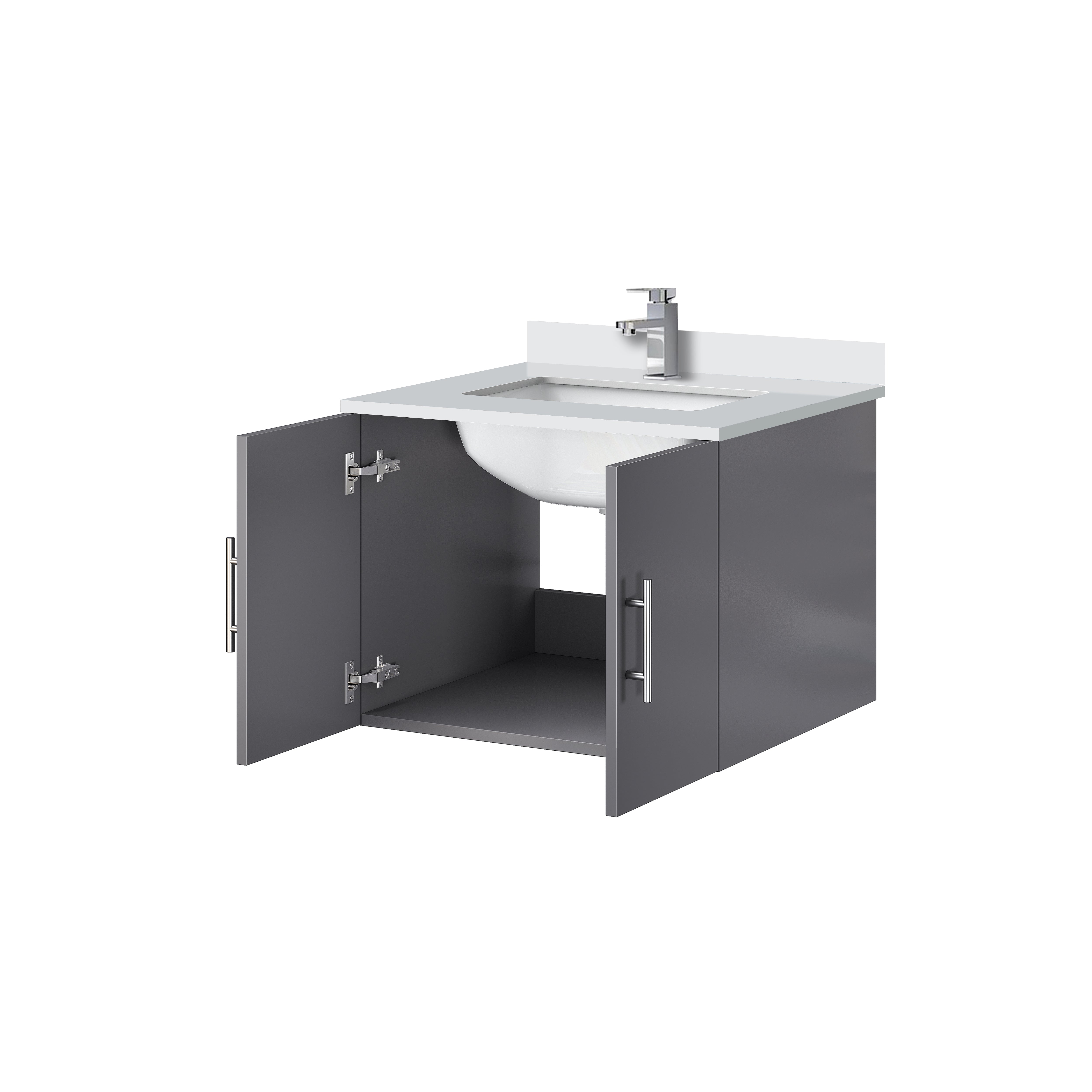 Geneva 24 in. W x 22 in. D Dark Grey Bath Vanity