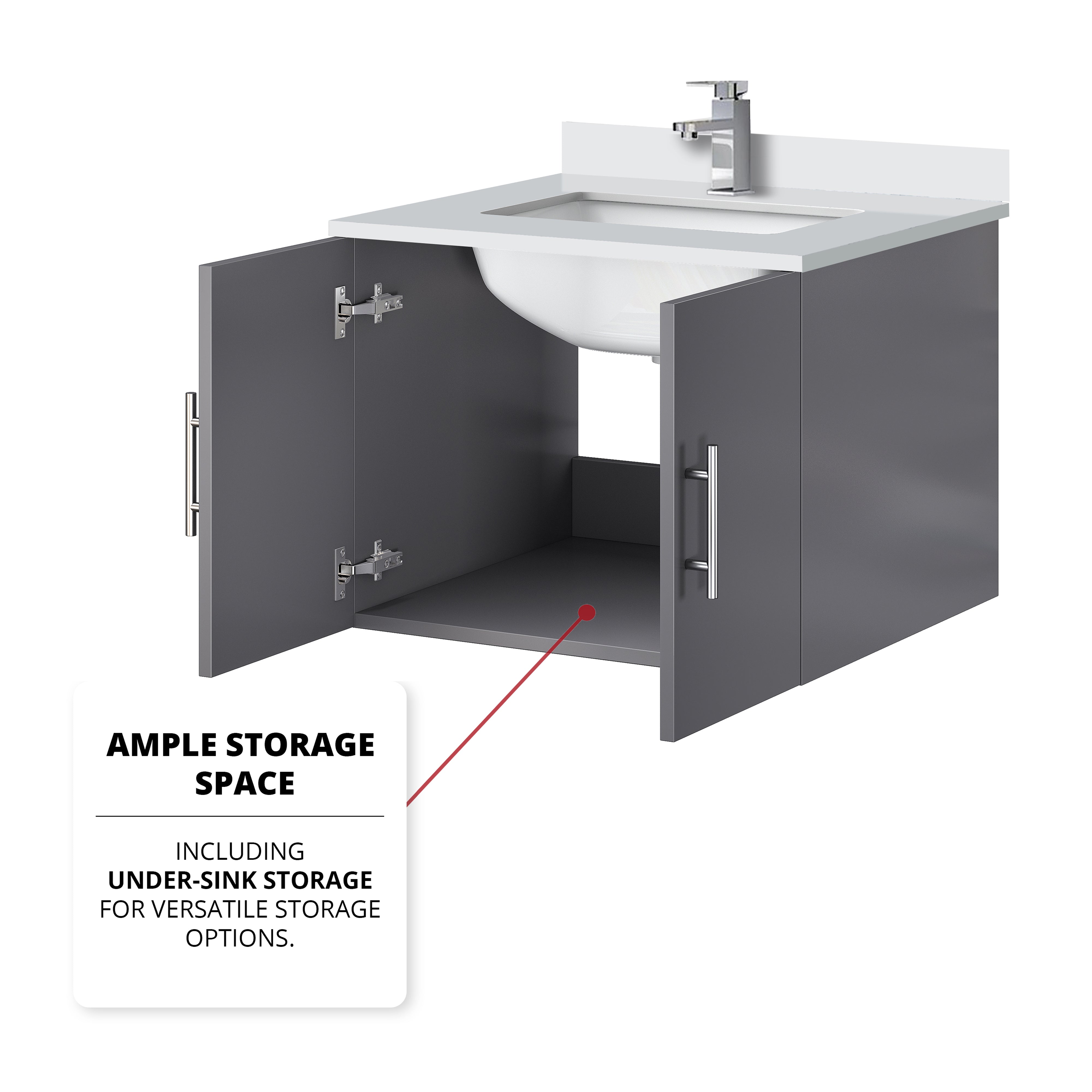 Geneva 24 in W x  in D Dark Grey Single Bath Vanity