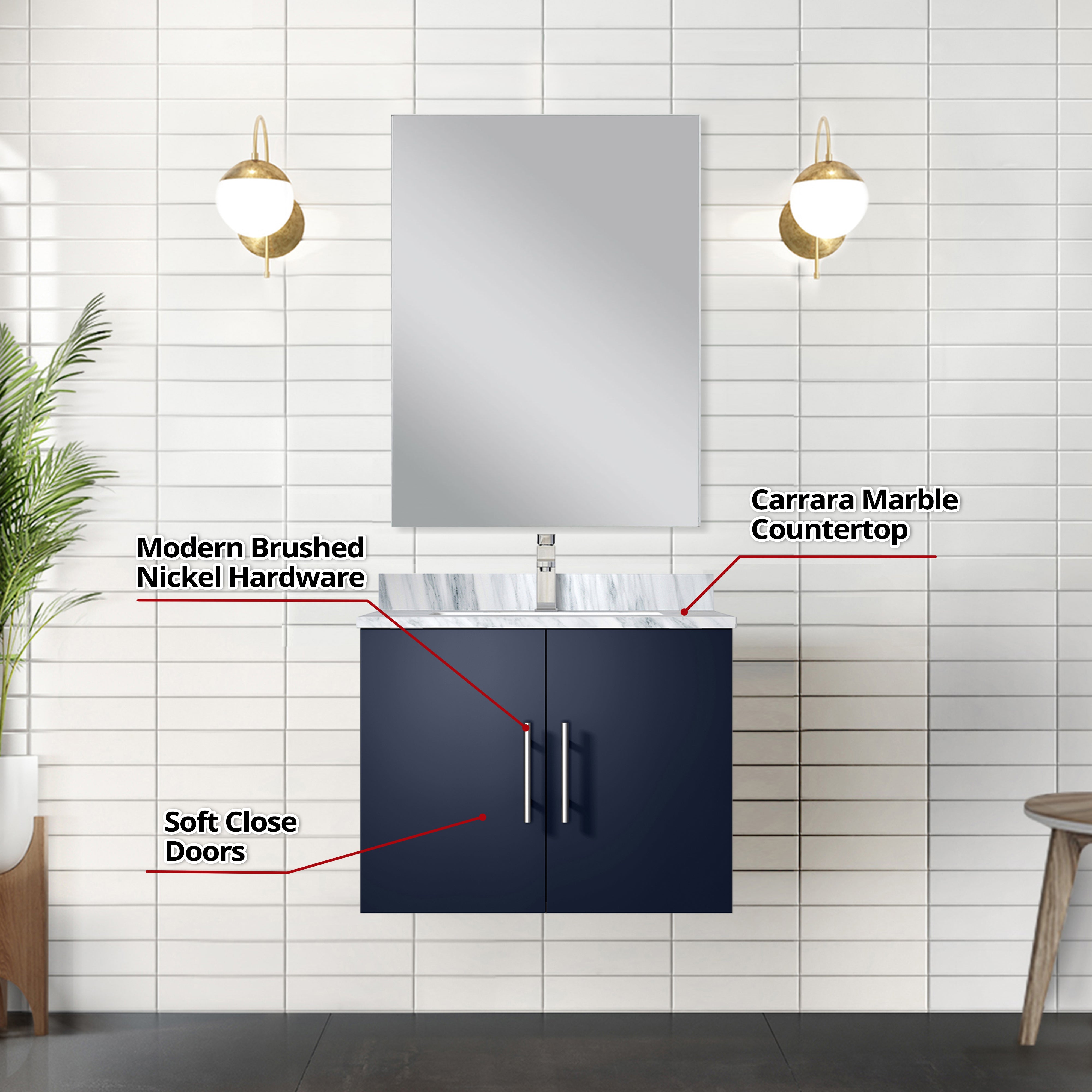 Geneva 24 in W x  in D Navy Blue Single Bath Vanity
